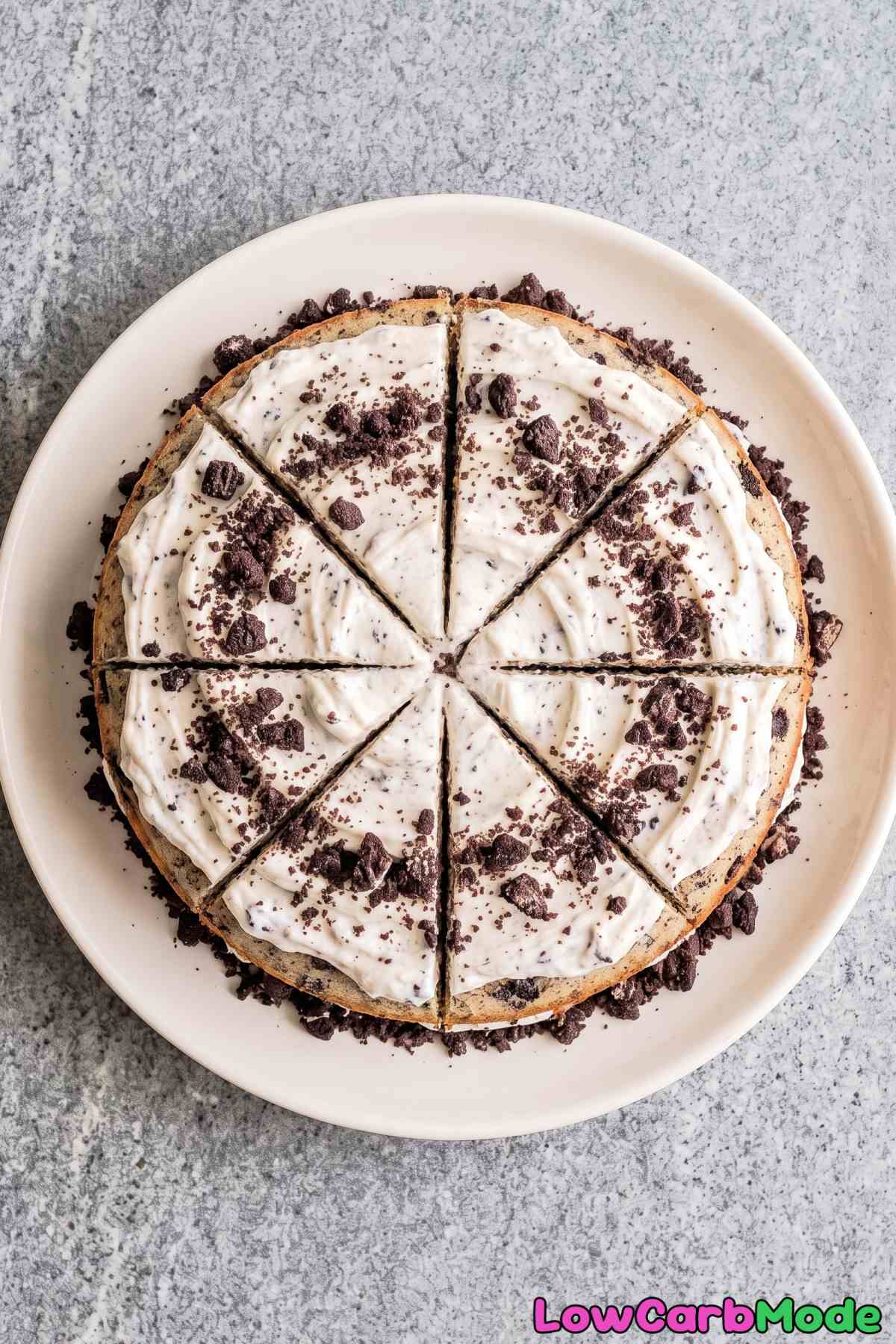 Keto cookies and cream layer cake
