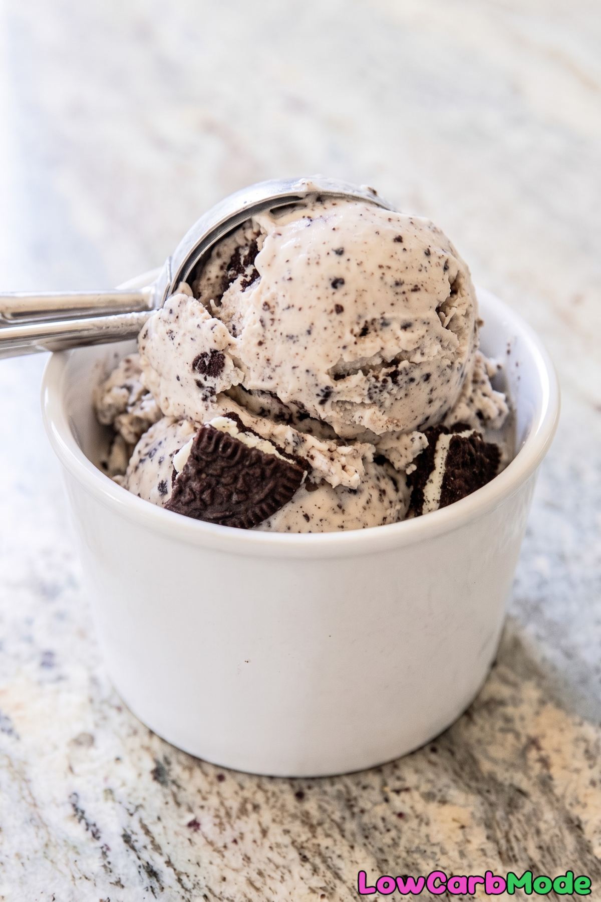 Homemade keto cookies and cream ice cream