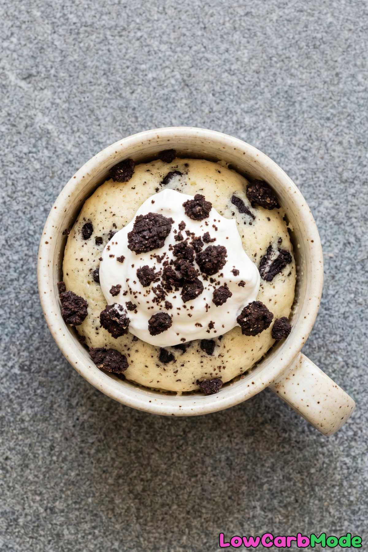 Soft keto cookies and cream mug cake