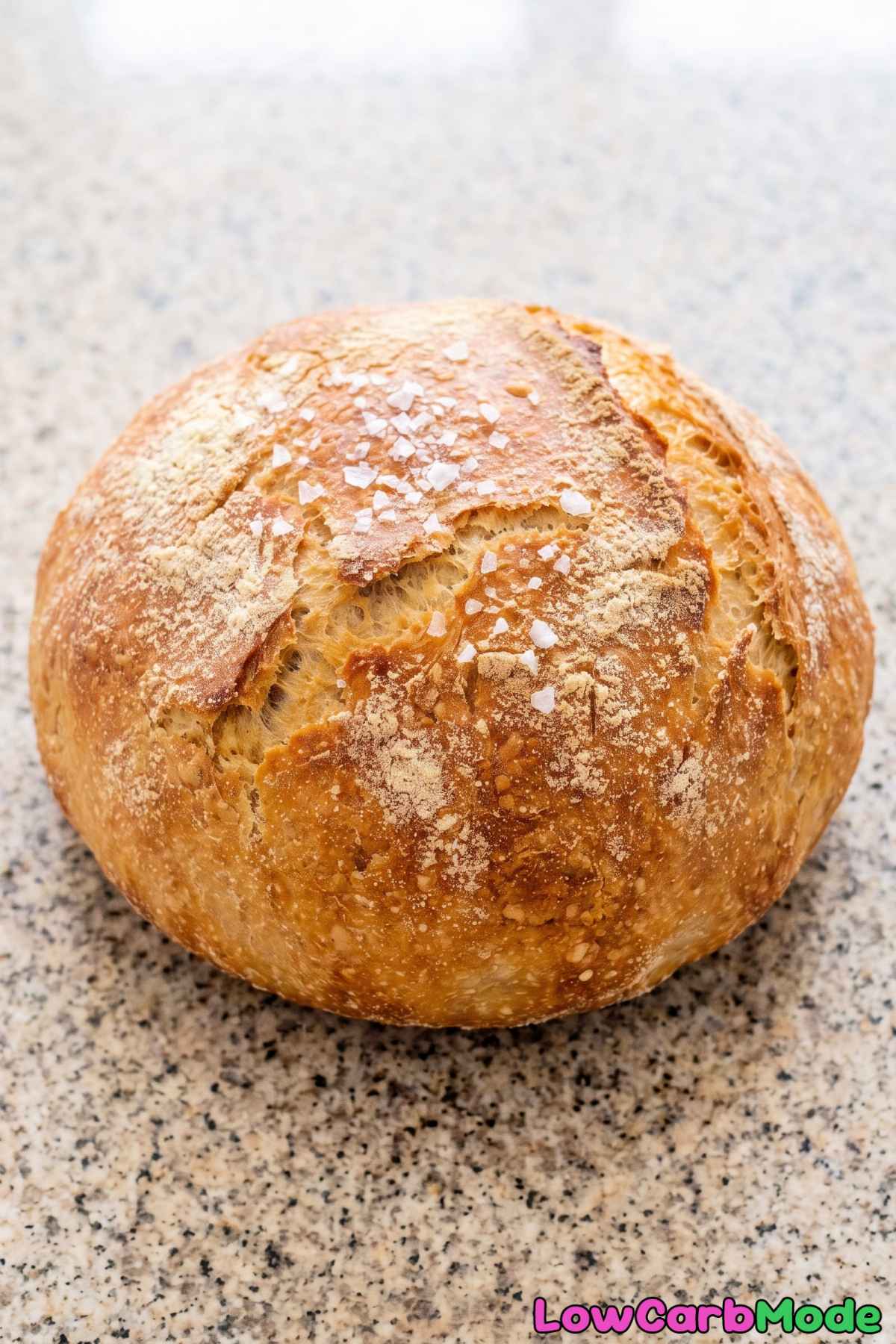Golden cottage cheese keto bread slice
