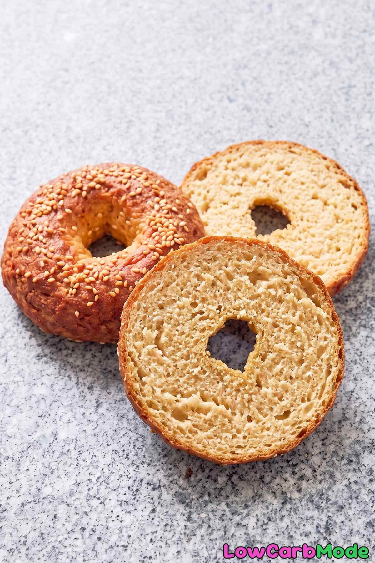 toasted keto cottage cheese bagel slice