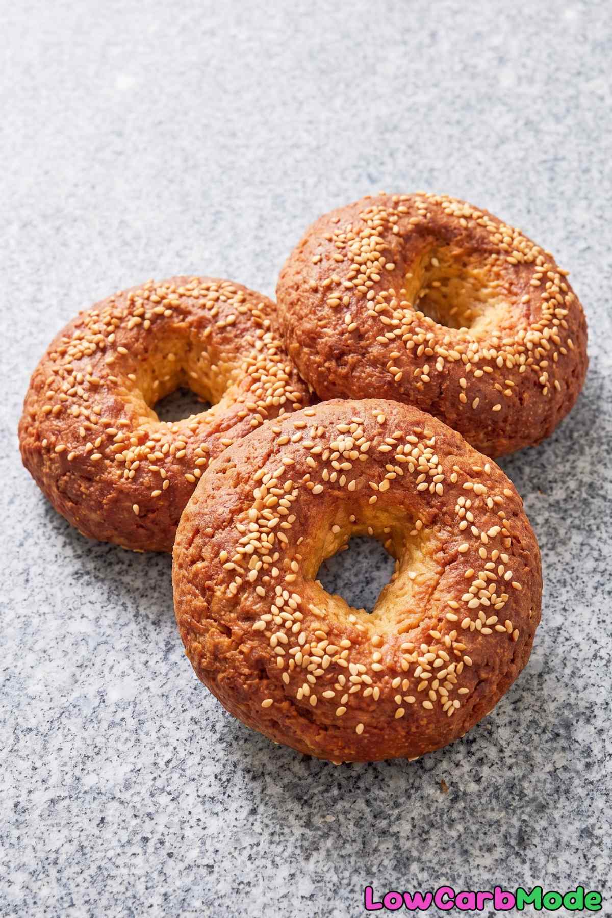 warm keto bagels made with cottage cheese