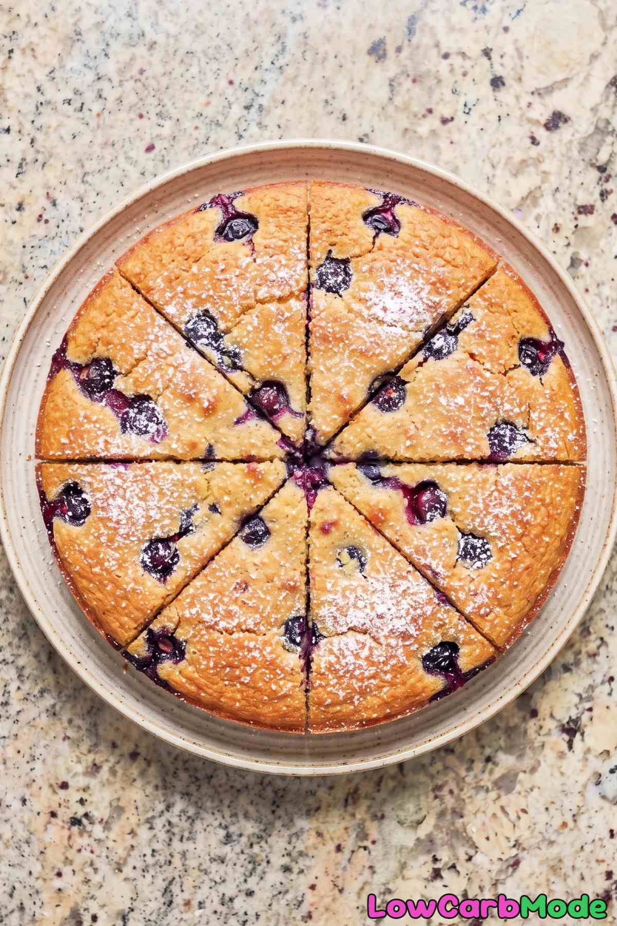 Tender keto blueberry cottage cheese cake