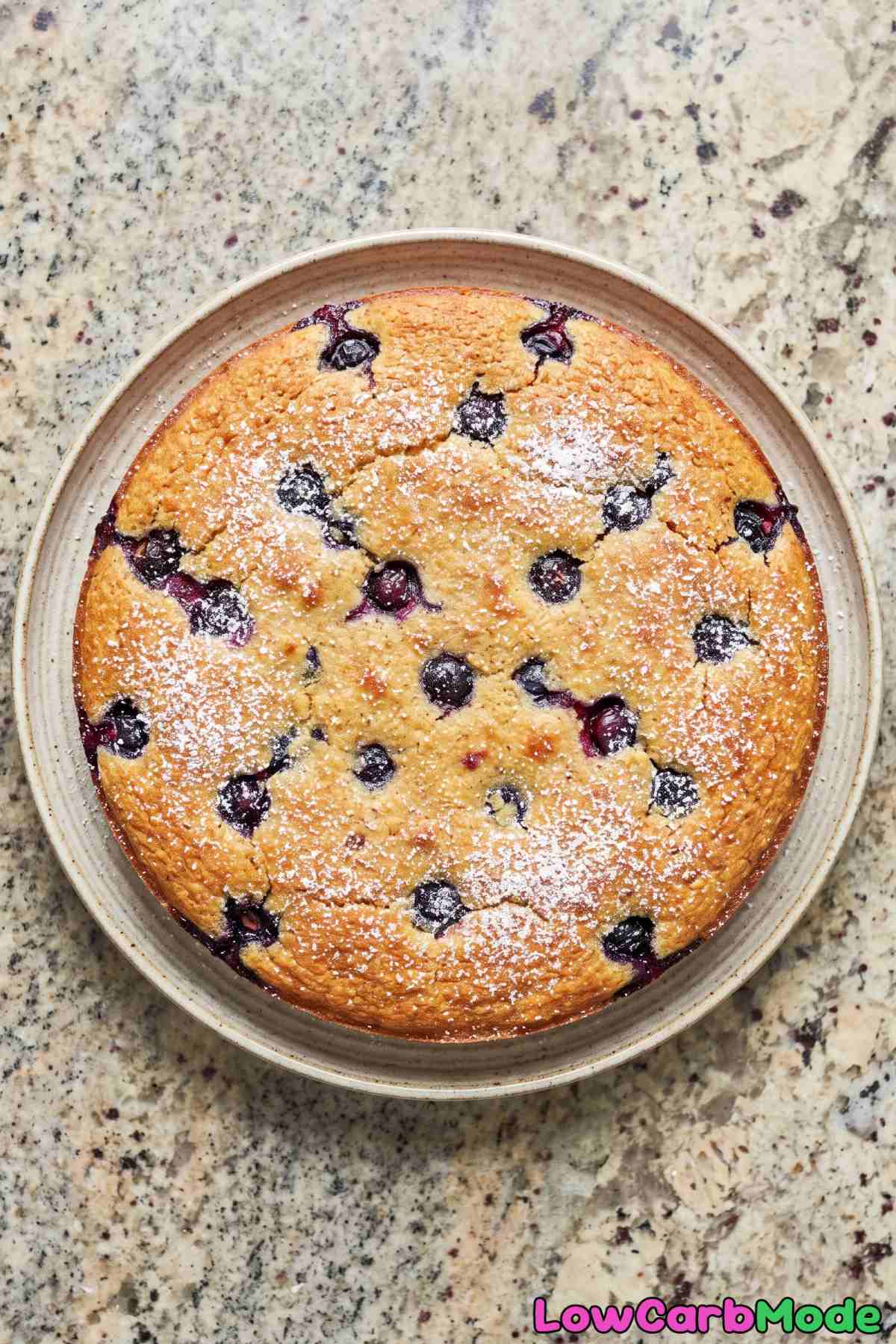 Homemade keto cottage cheese blueberry cake