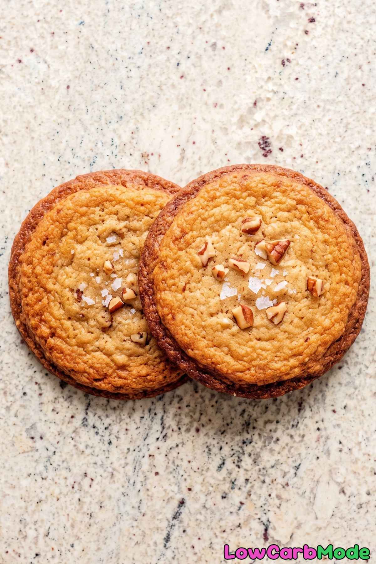 Stack of keto brown butter pecan cookies