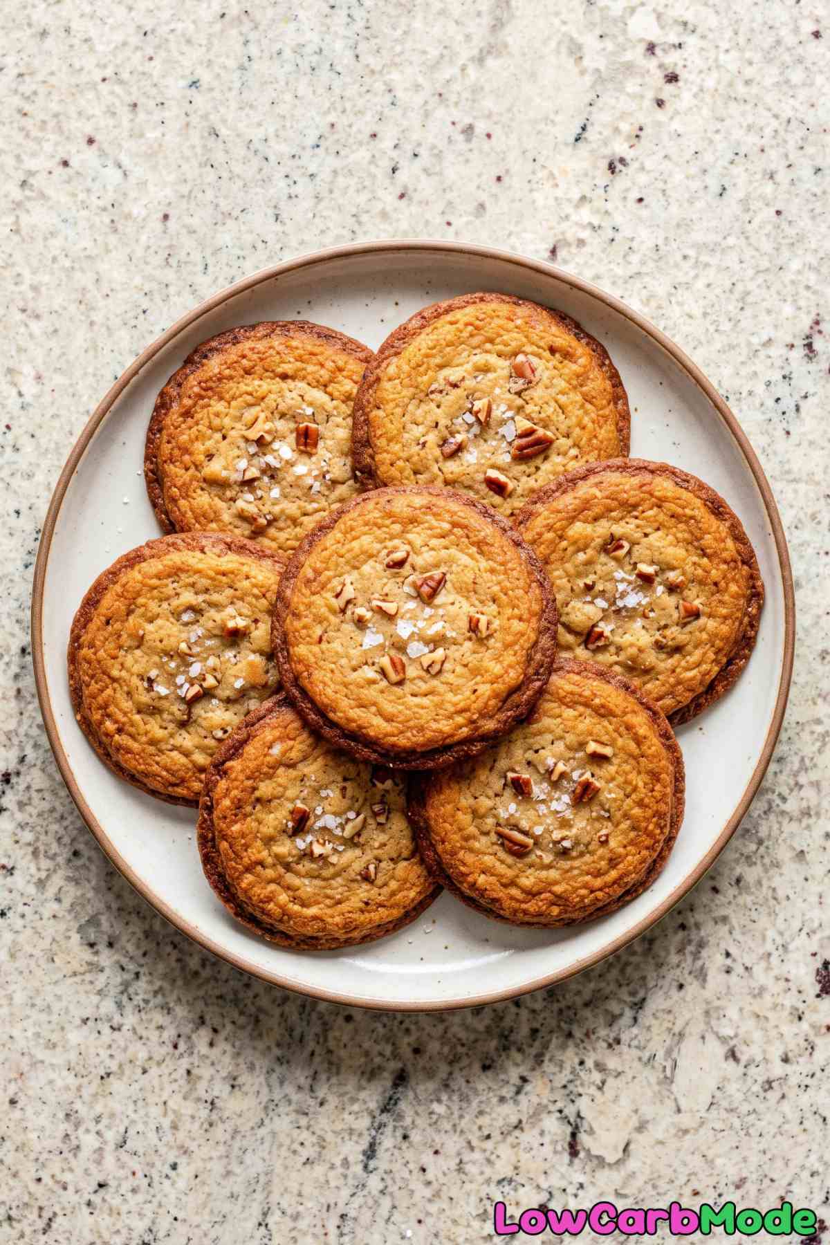 Chewy brown butter keto pecan cookies