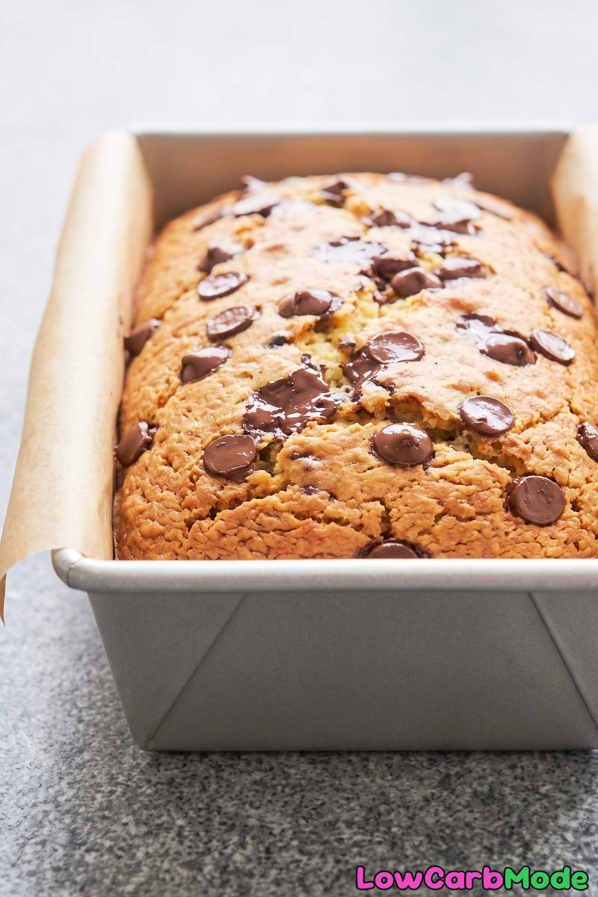Homemade keto chocolate chip cottage cheese loaf