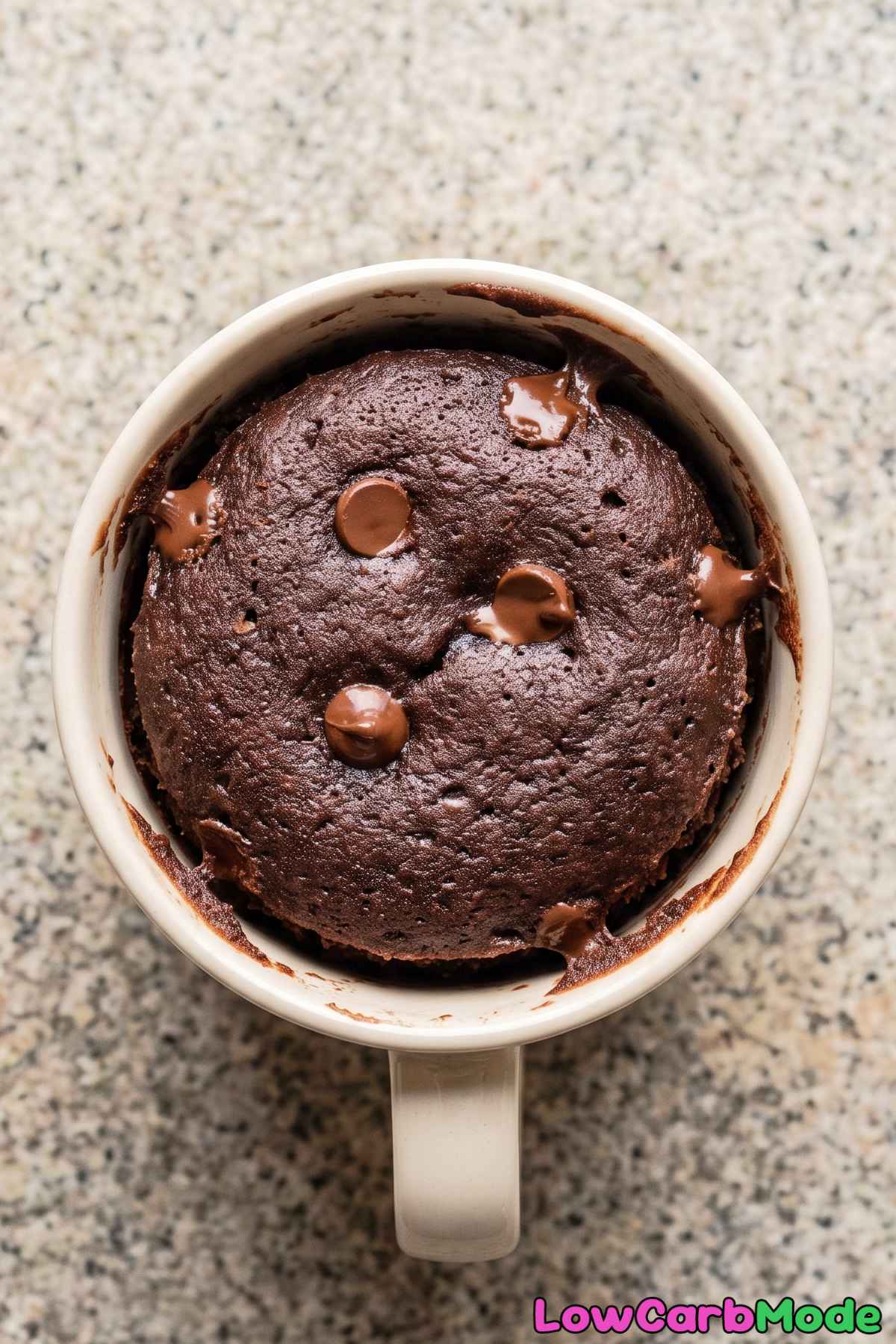 Simple keto cottage cheese chocolate cake in mug