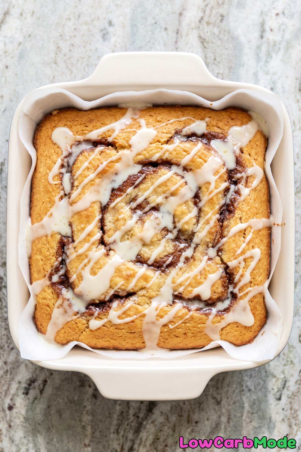 Keto cottage cheese cinnamon swirl cake