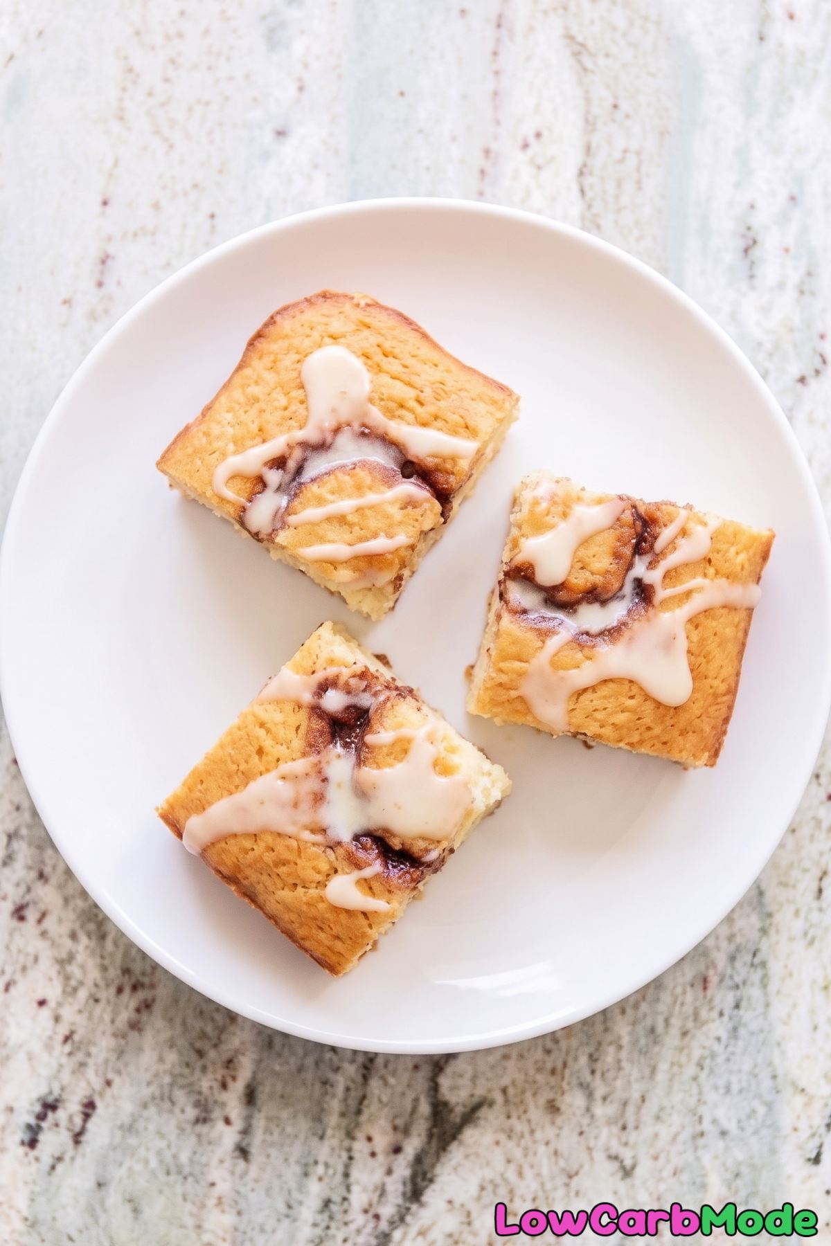 Soft keto cottage cheese cinnamon roll cake