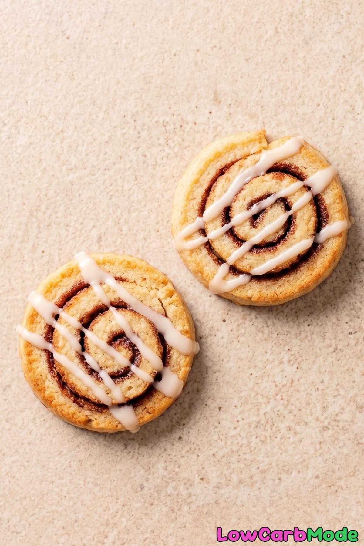 Warm keto cinnamon roll cookies with glaze