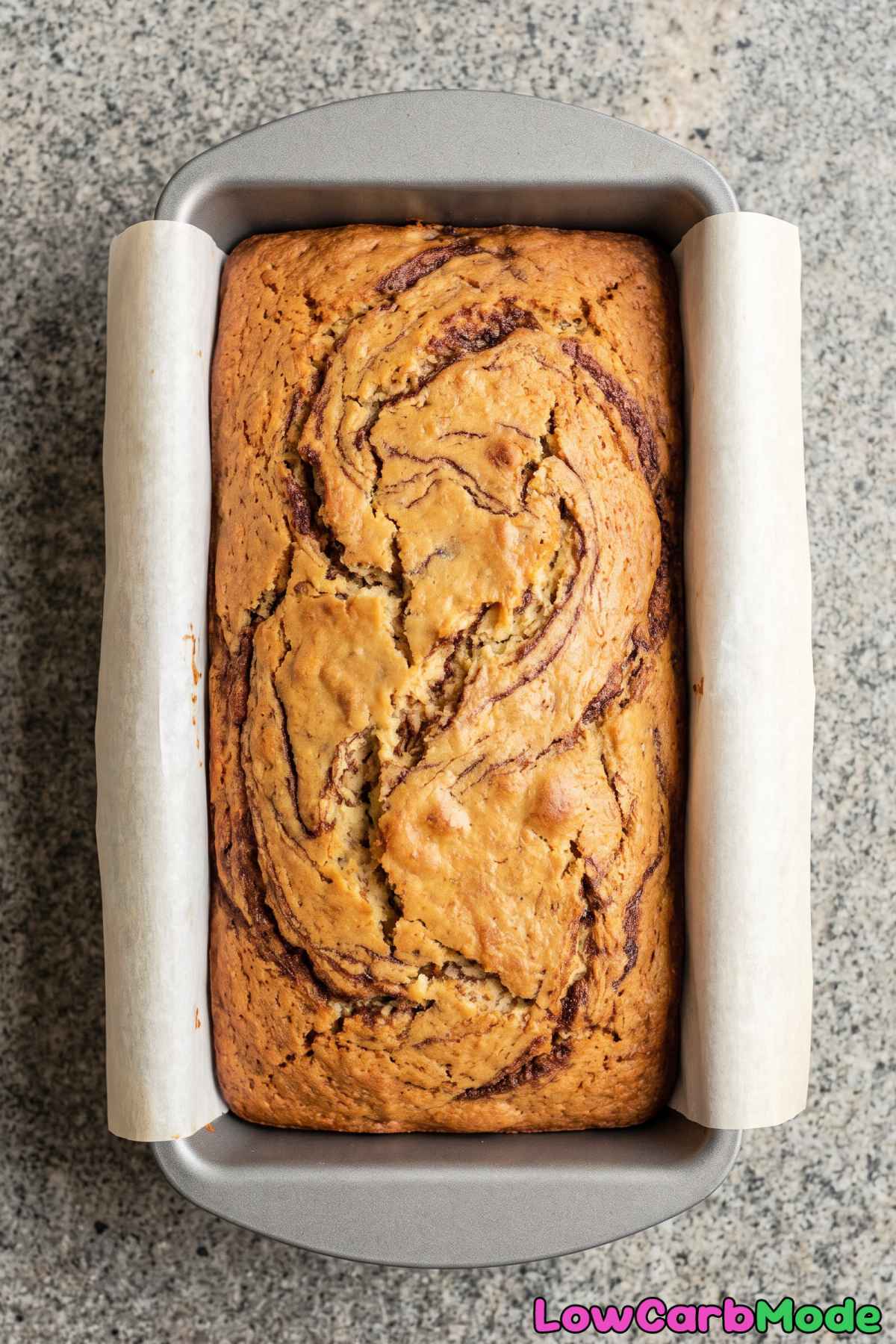 Warm low-carb cinnamon swirl bread slice