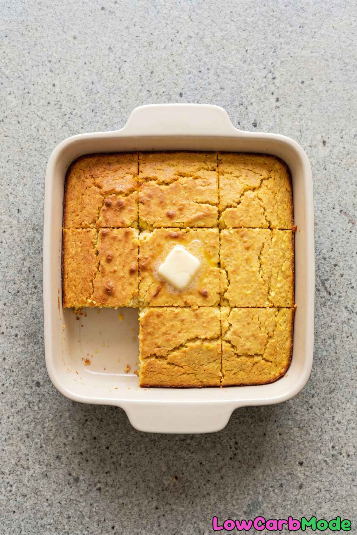 Homemade keto cottage cheese cornbread