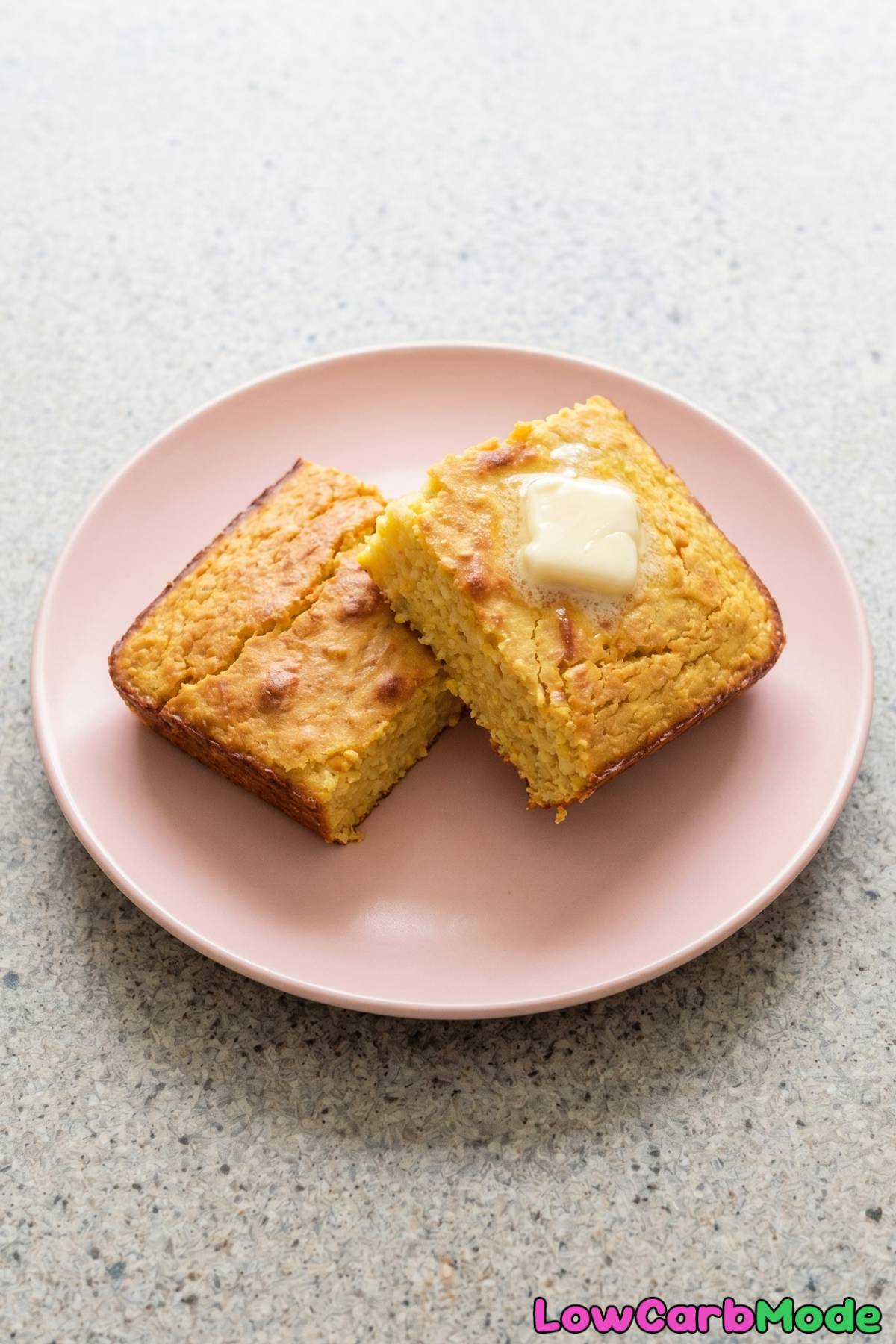 Rustic keto cottage cheese cornbread wedge