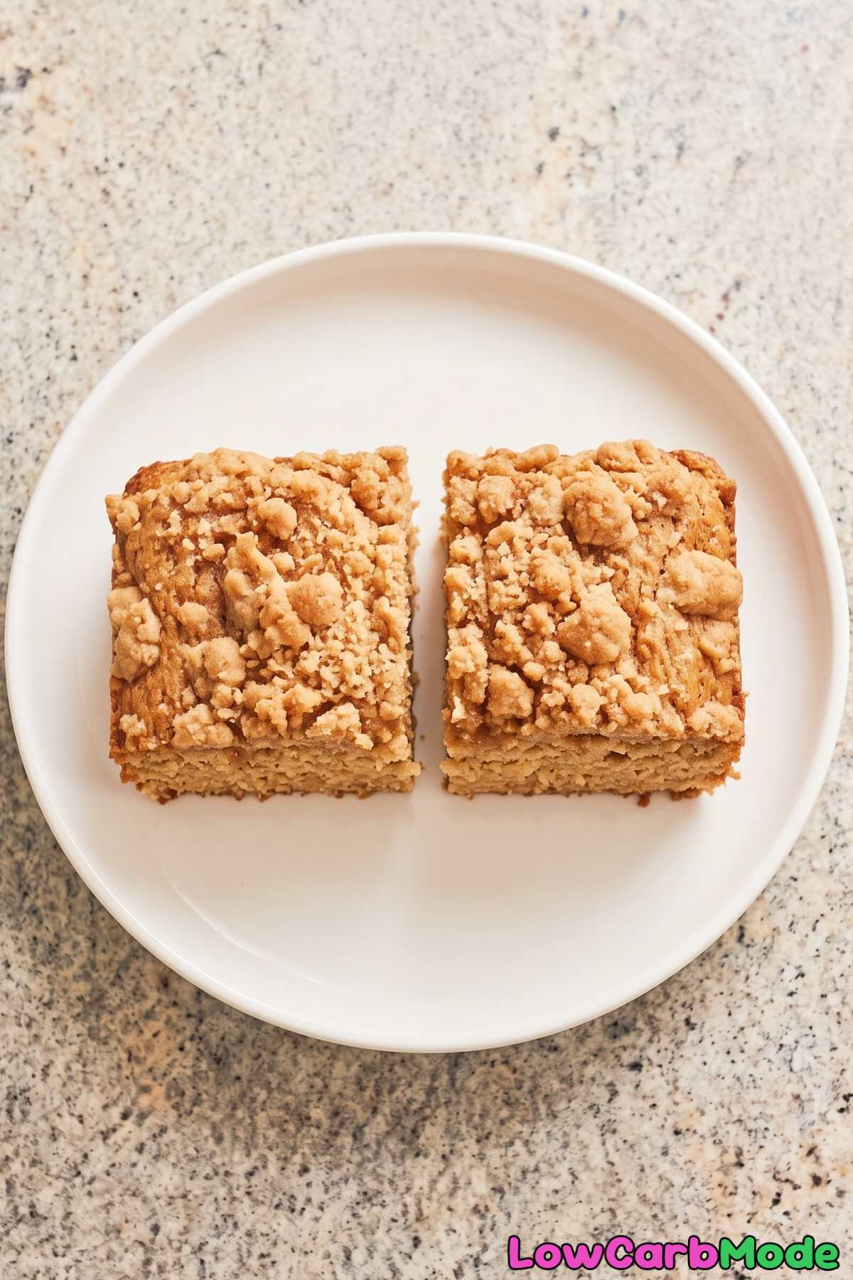 Slice of keto cottage cheese crumb cake