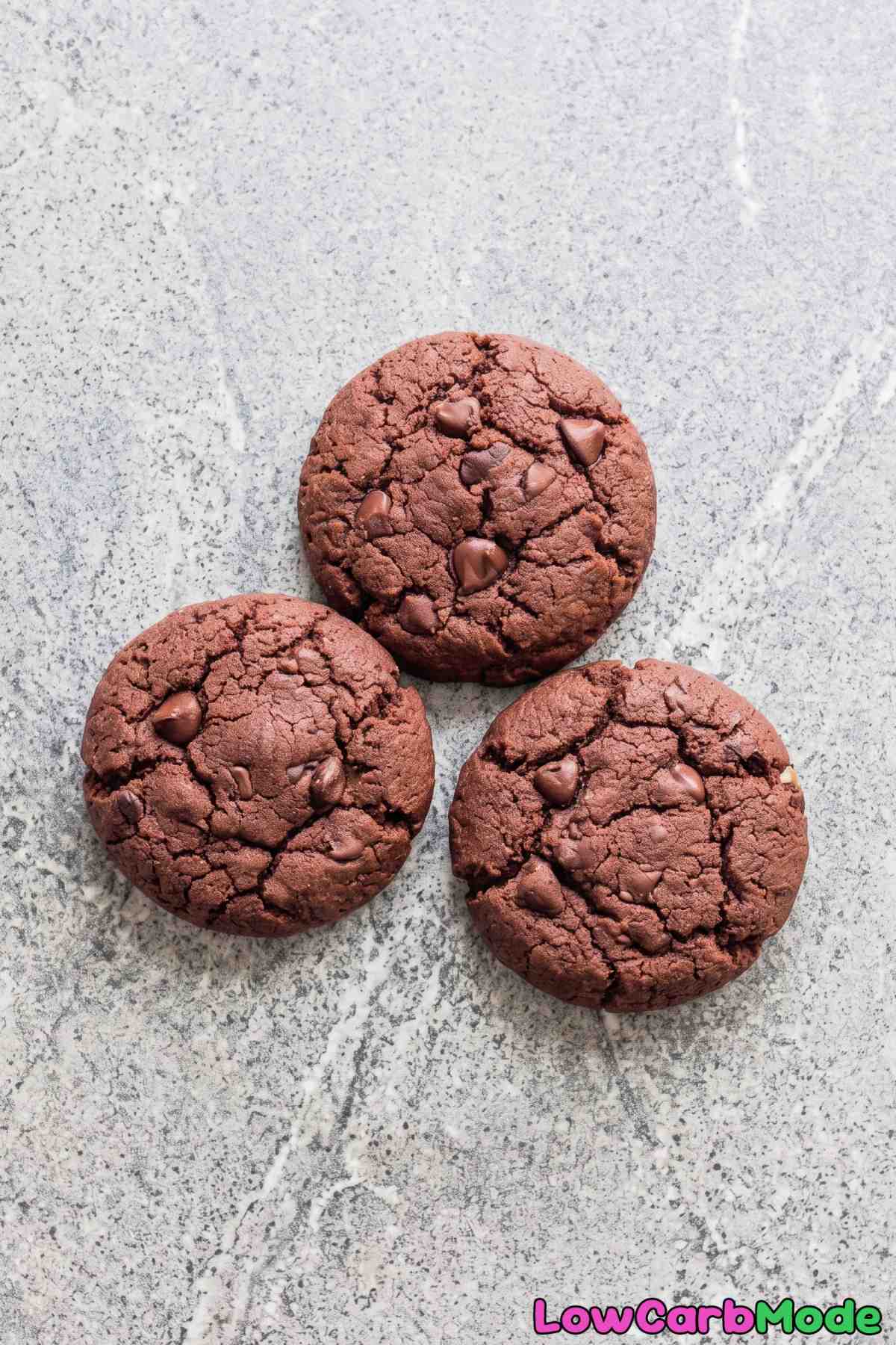 Warm keto double chocolate chip cookies