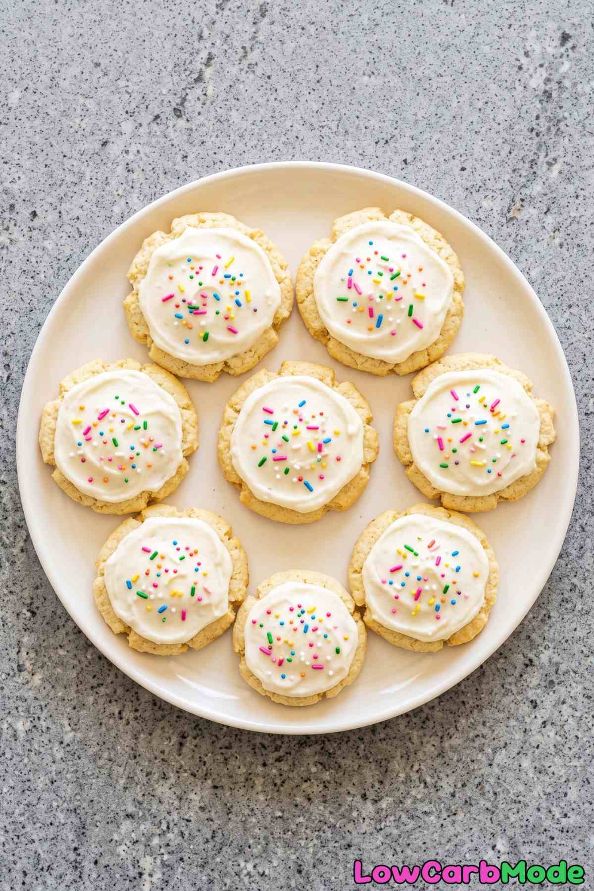 Sweet keto cookies with creamy icing