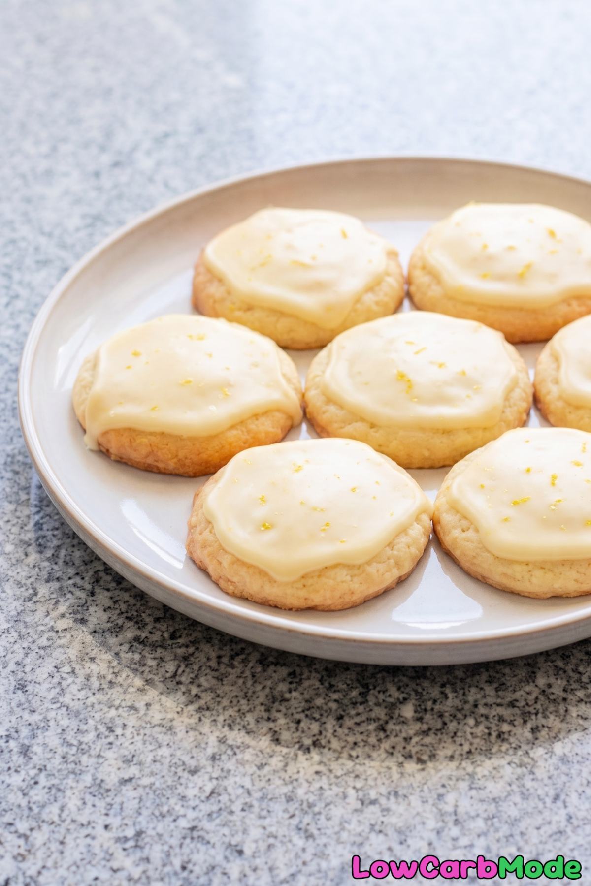Low carb glazed cottage cheese lemon cookies