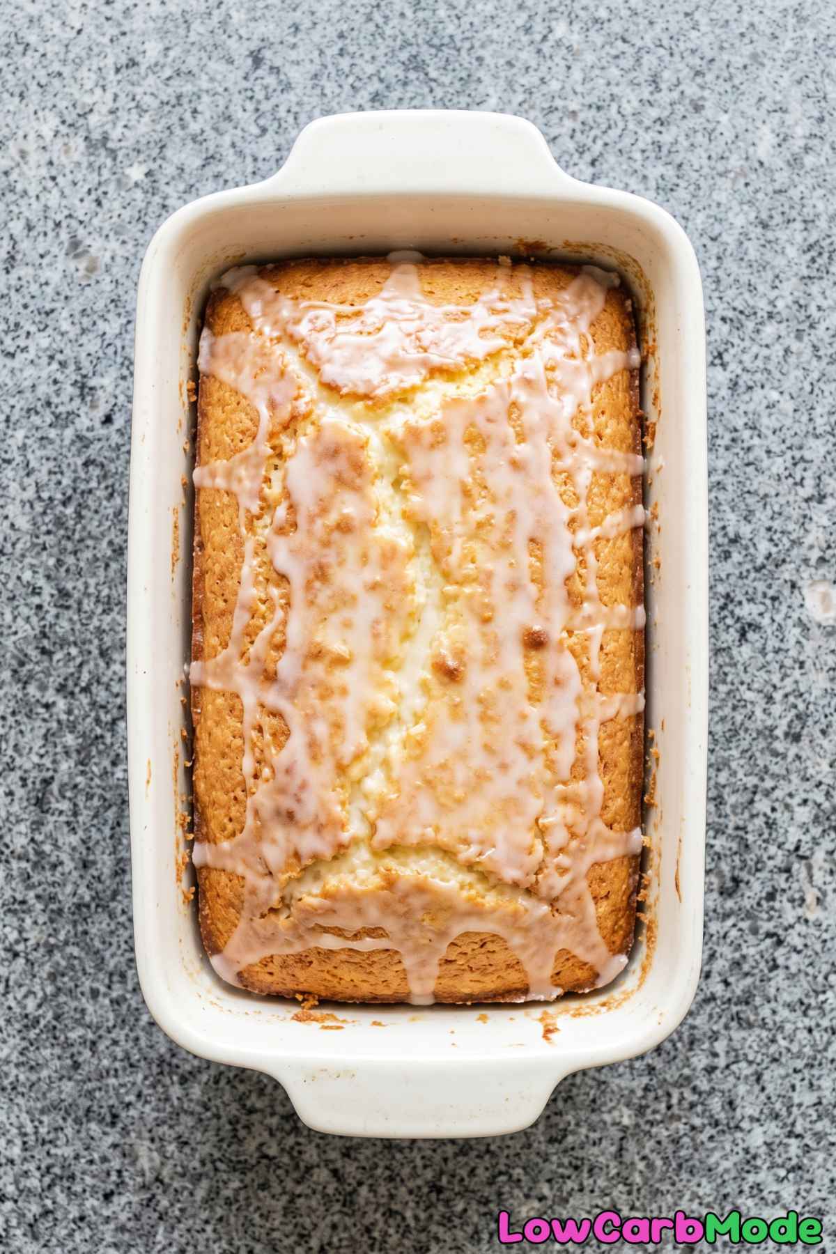 Homemade keto lemon drizzle cake