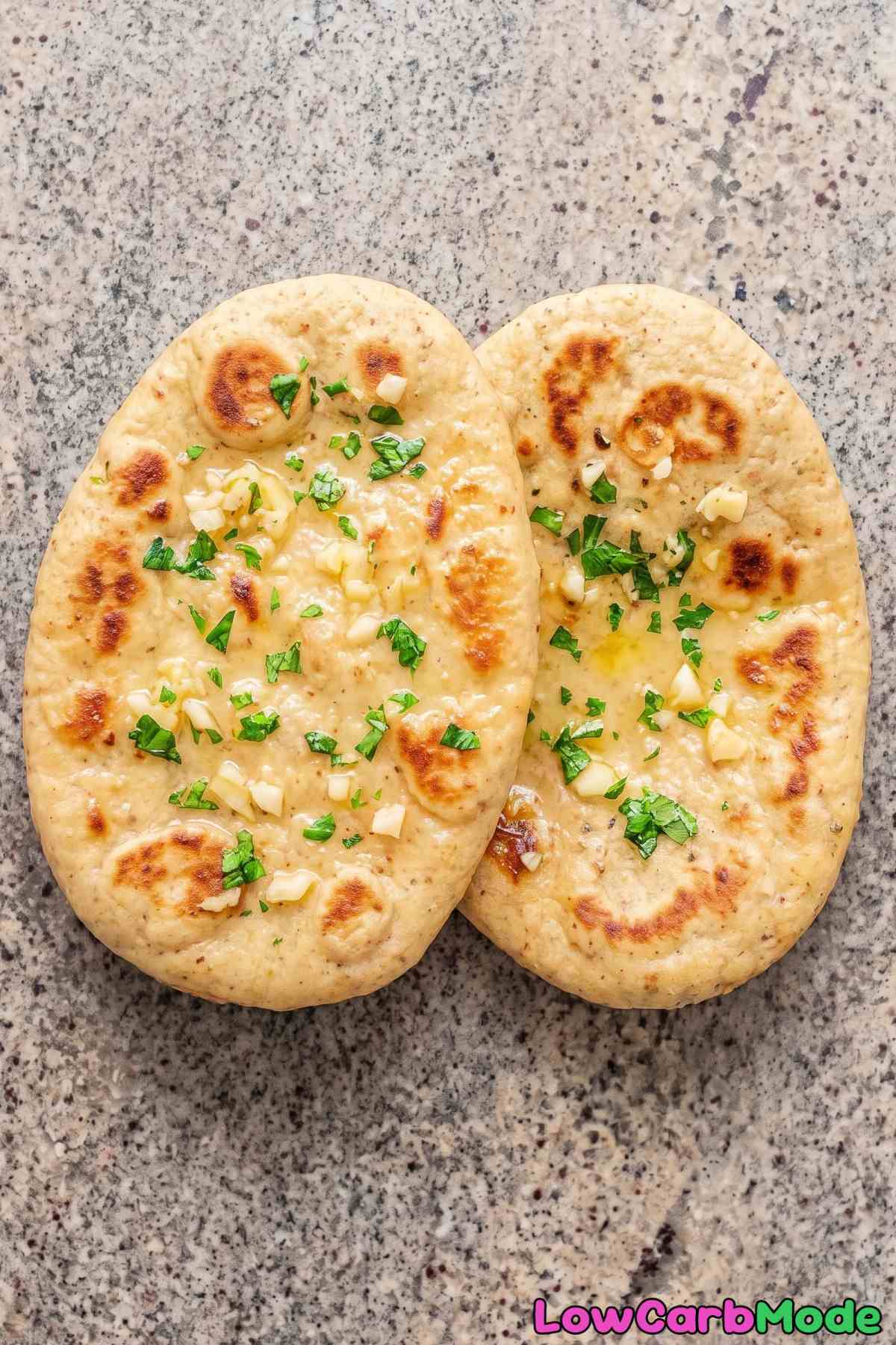 Stack of warm low carb keto naan