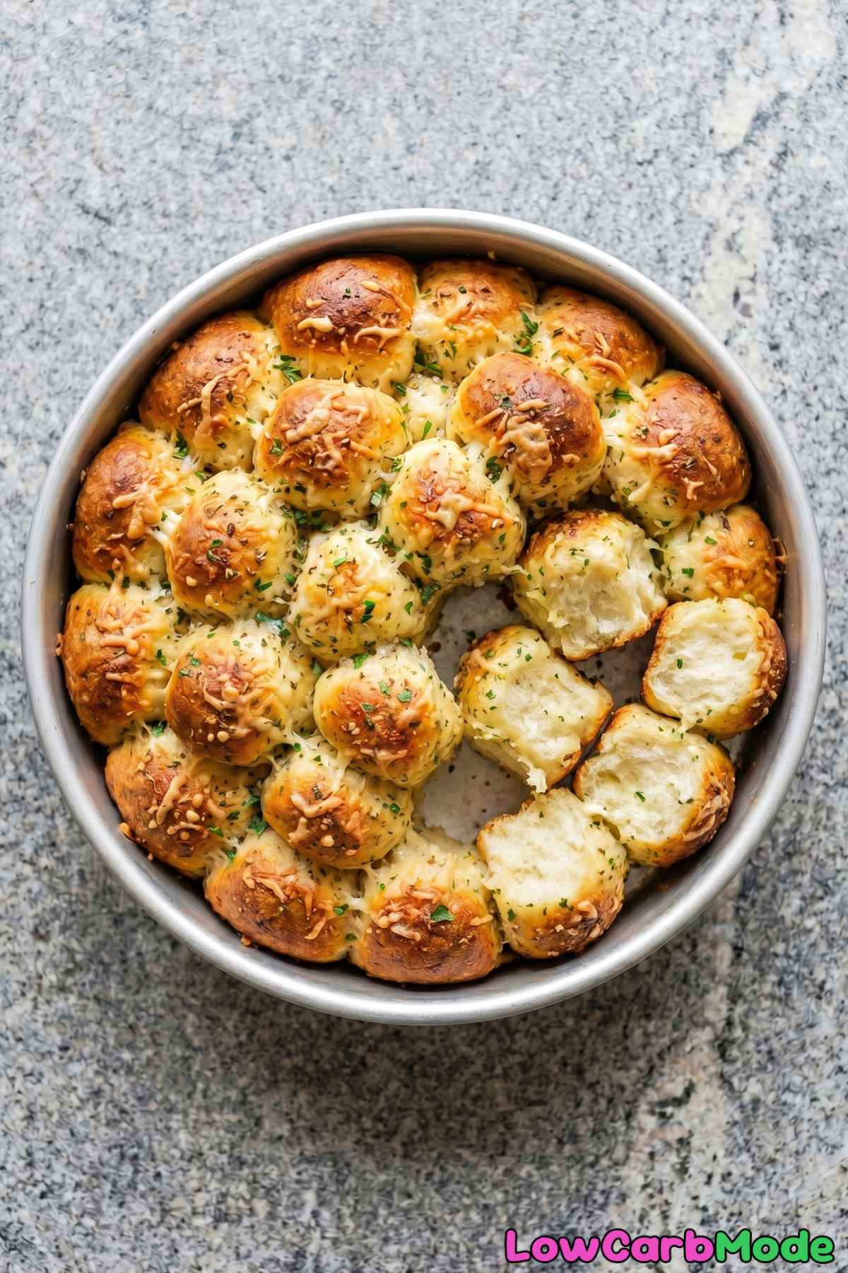 Savory keto cottage cheese pull-apart bread