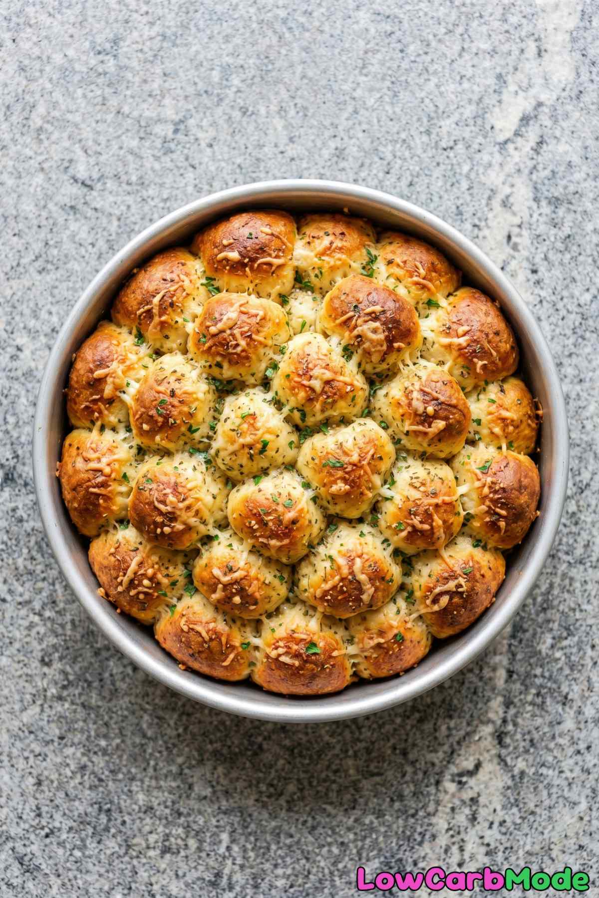Golden keto cottage cheese pull-apart bread