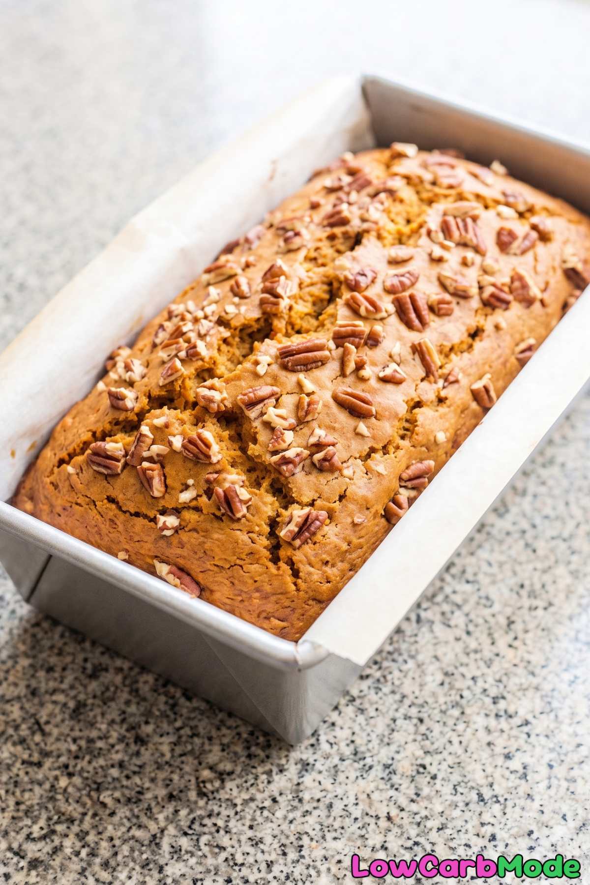 Fresh baked keto cottage cheese pumpkin loaf