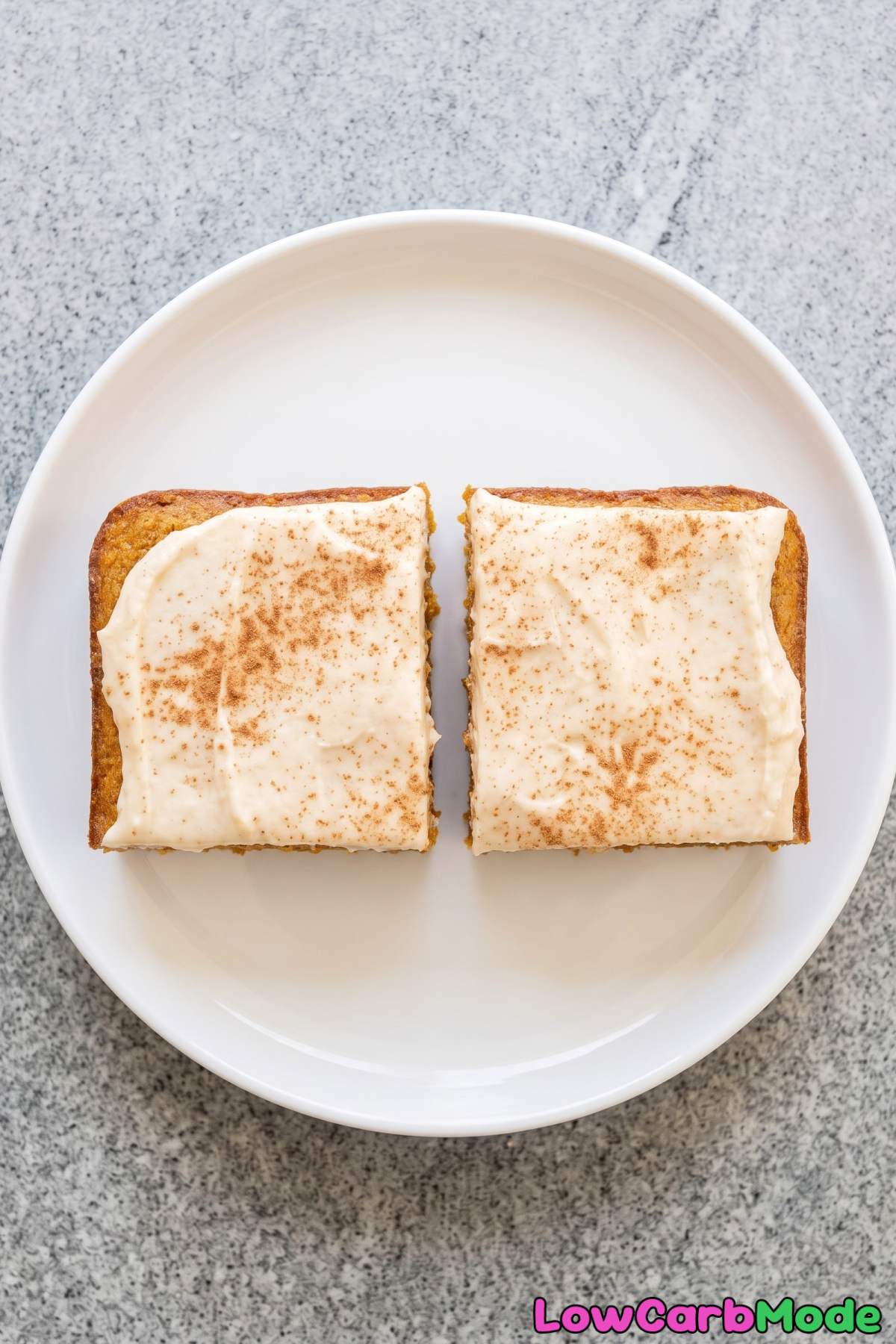 Tender slice of keto pumpkin spice cake