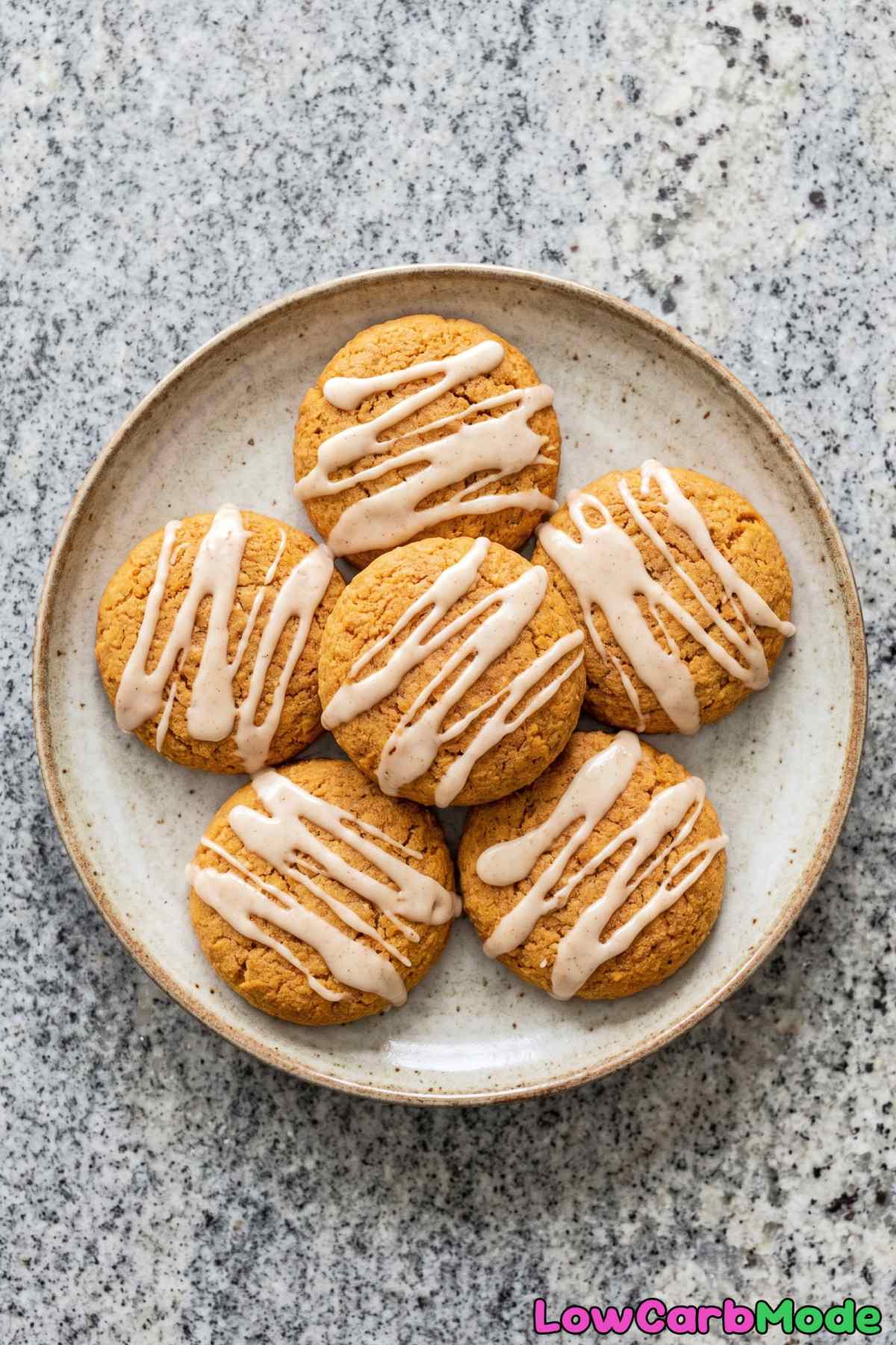 Warm keto pumpkin spice cookies on a tray