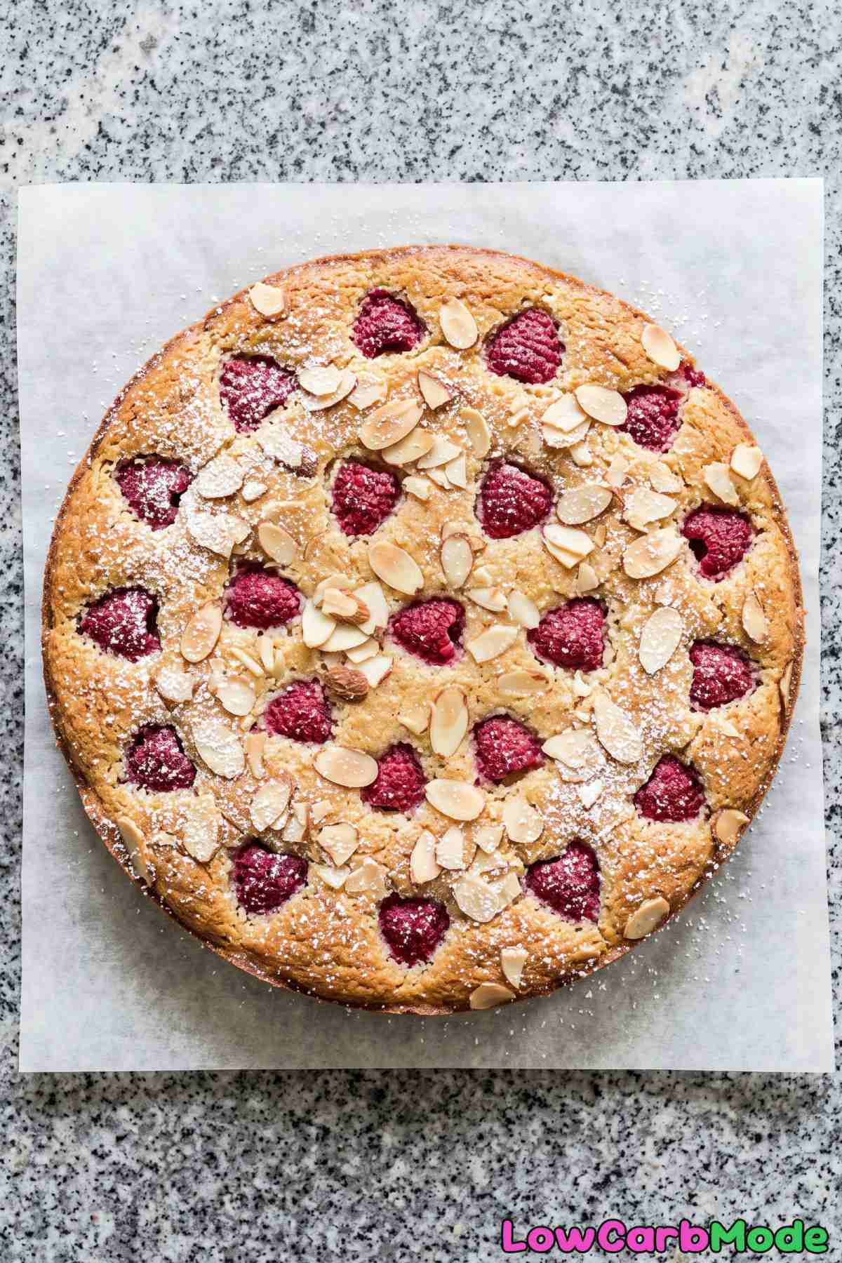 Fluffy keto cottage cheese raspberry cake