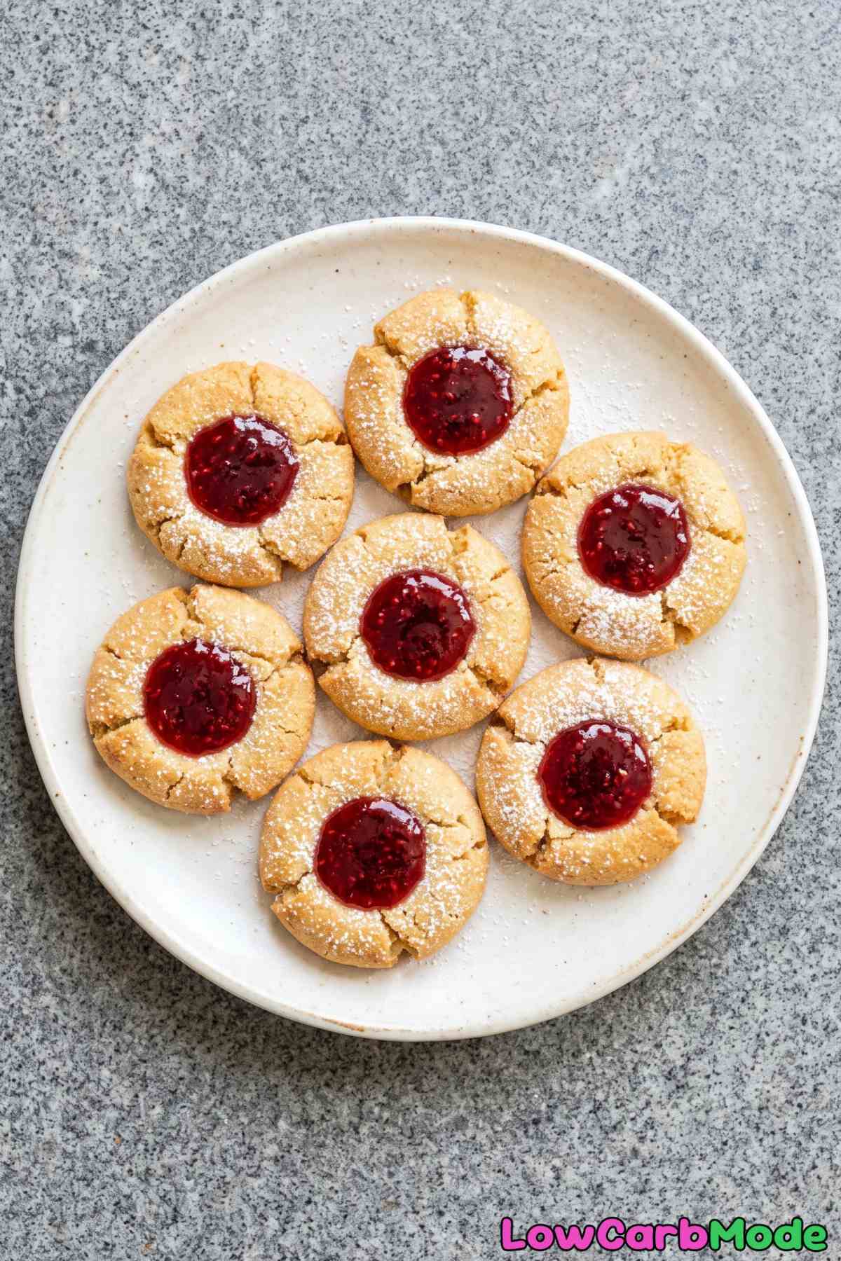 Low carb raspberry thumbprint cookies