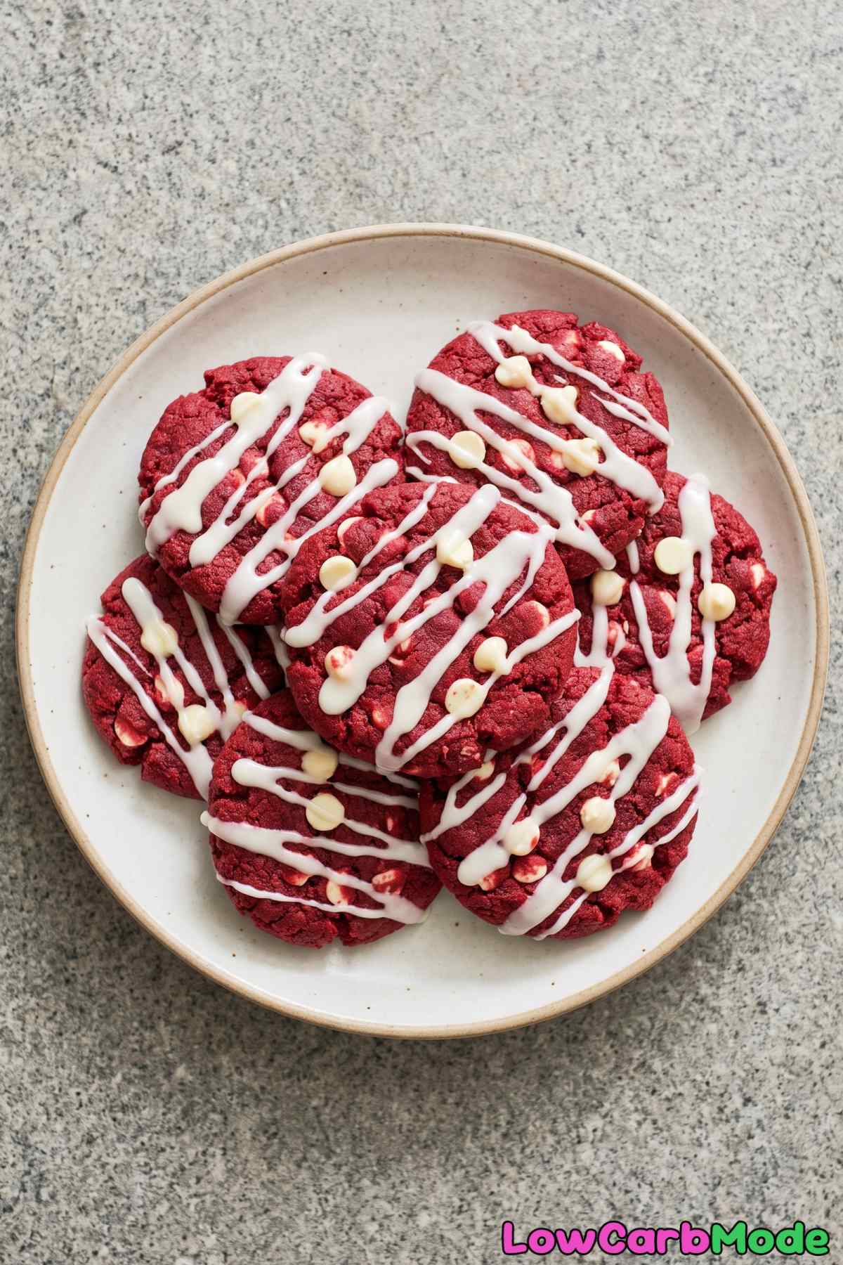 Soft baked keto red velvet cookies