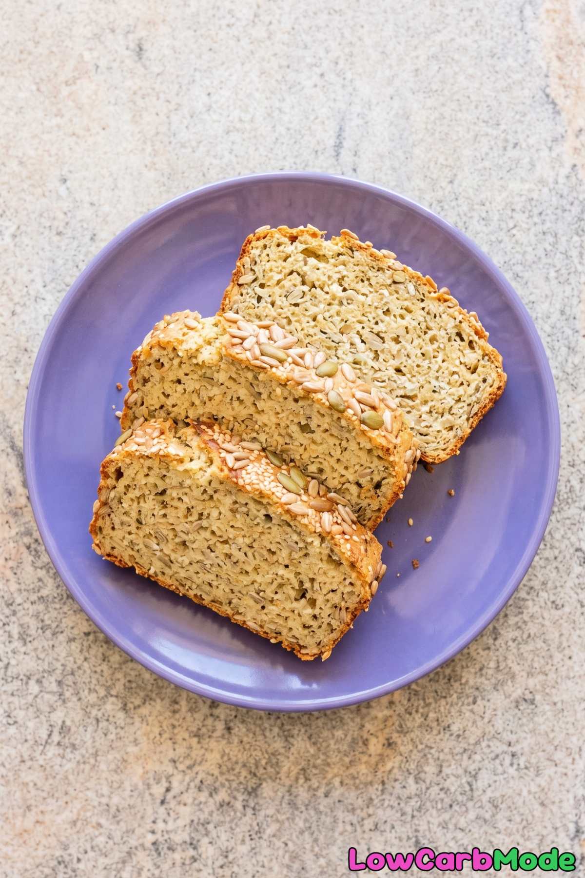 Sliced keto cottage cheese seed bread