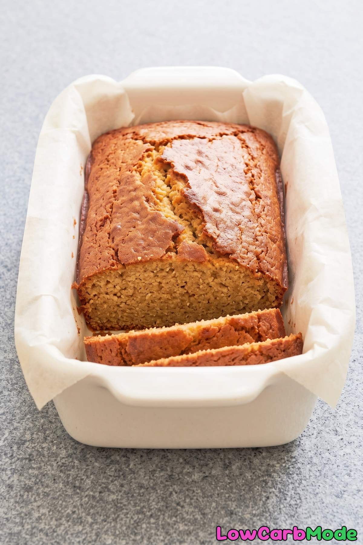 Fresh baked keto vanilla pound cake loaf