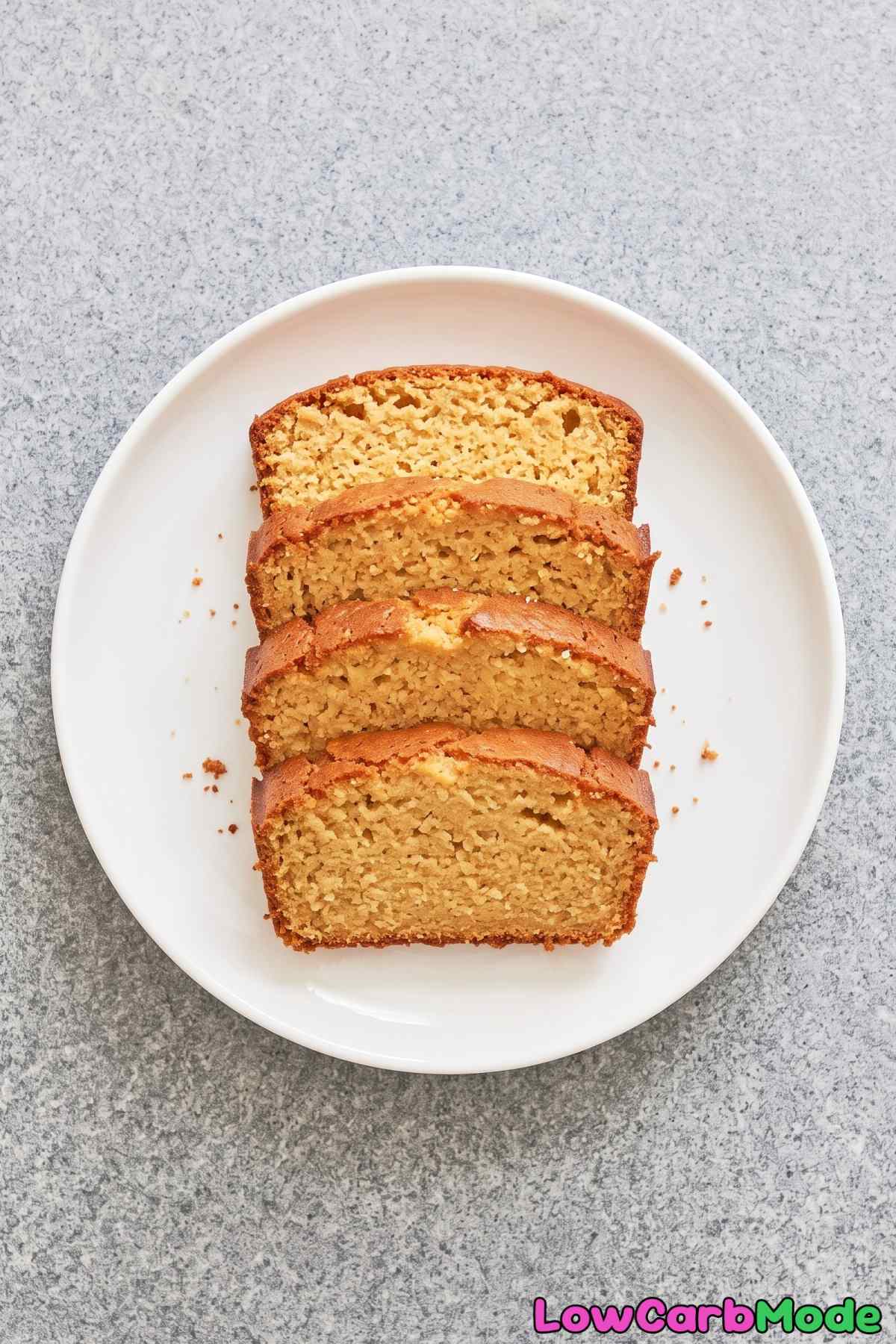 Fluffy keto vanilla cottage cheese cake slice
