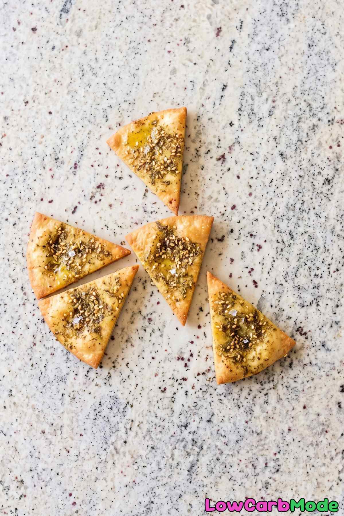 Crisp keto cottage cheese pita chips