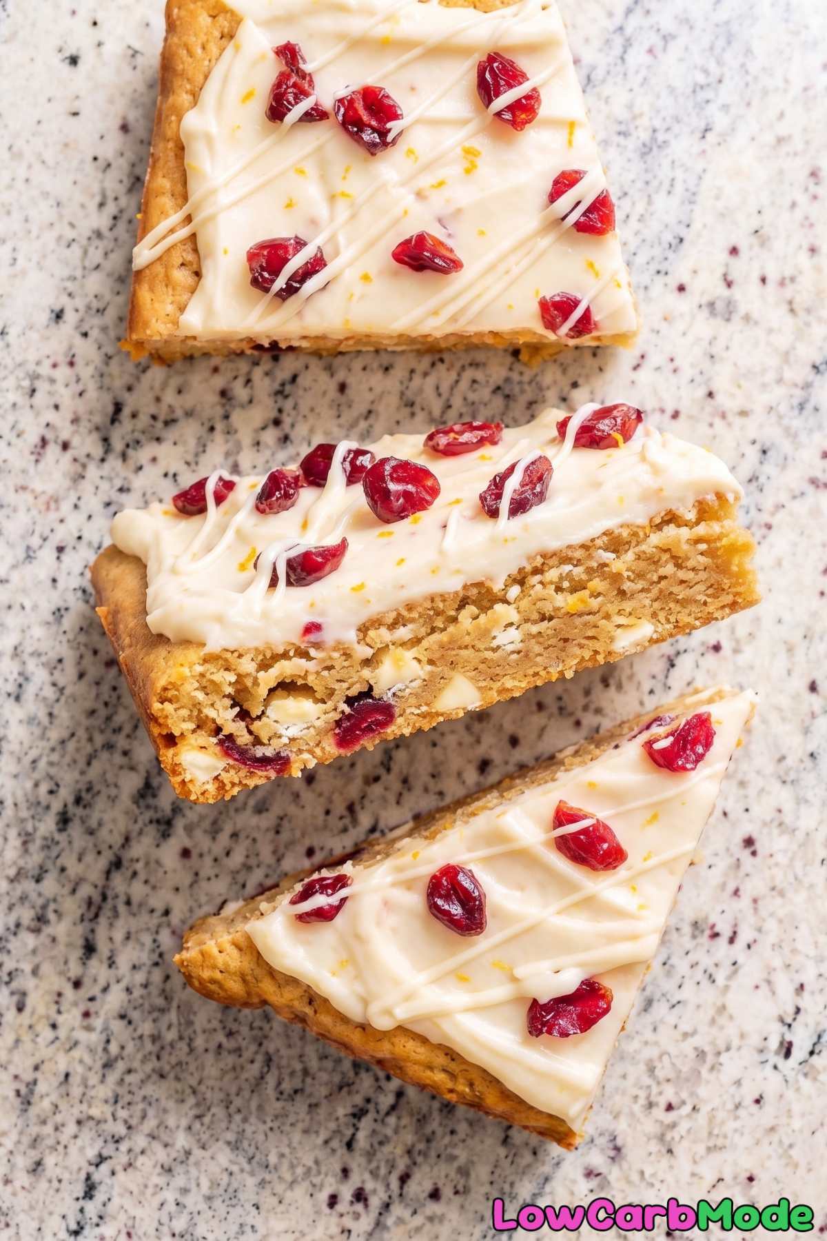 Keto cranberry bliss bars on a plate