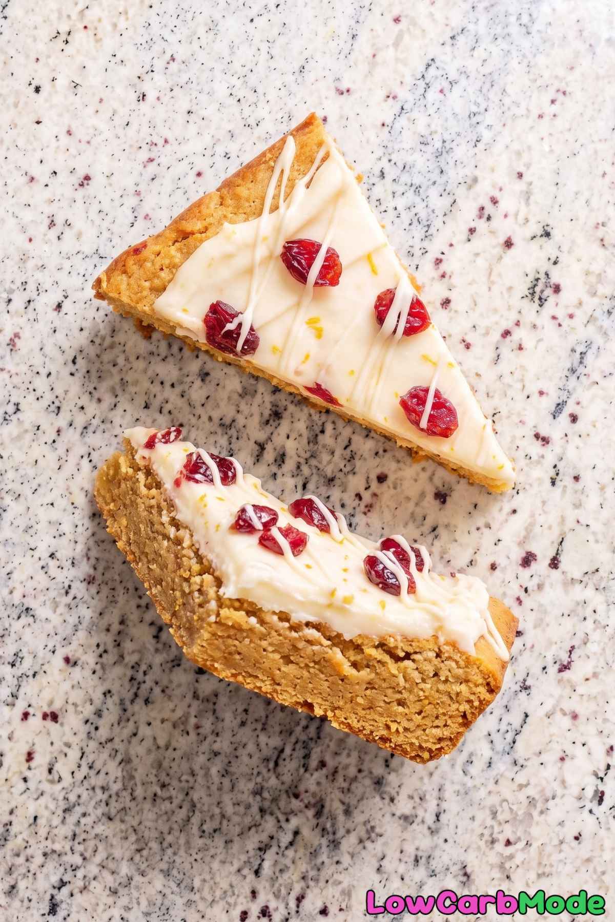 Homemade keto cranberry bliss bars