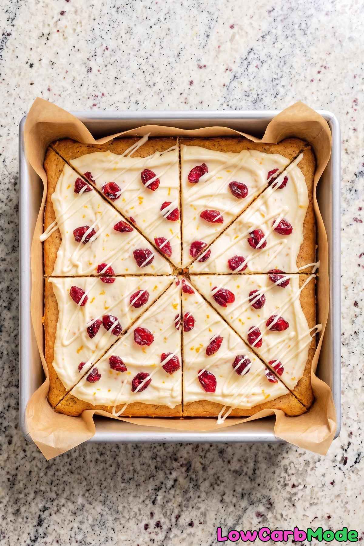 Low carb cranberry bliss bar squares