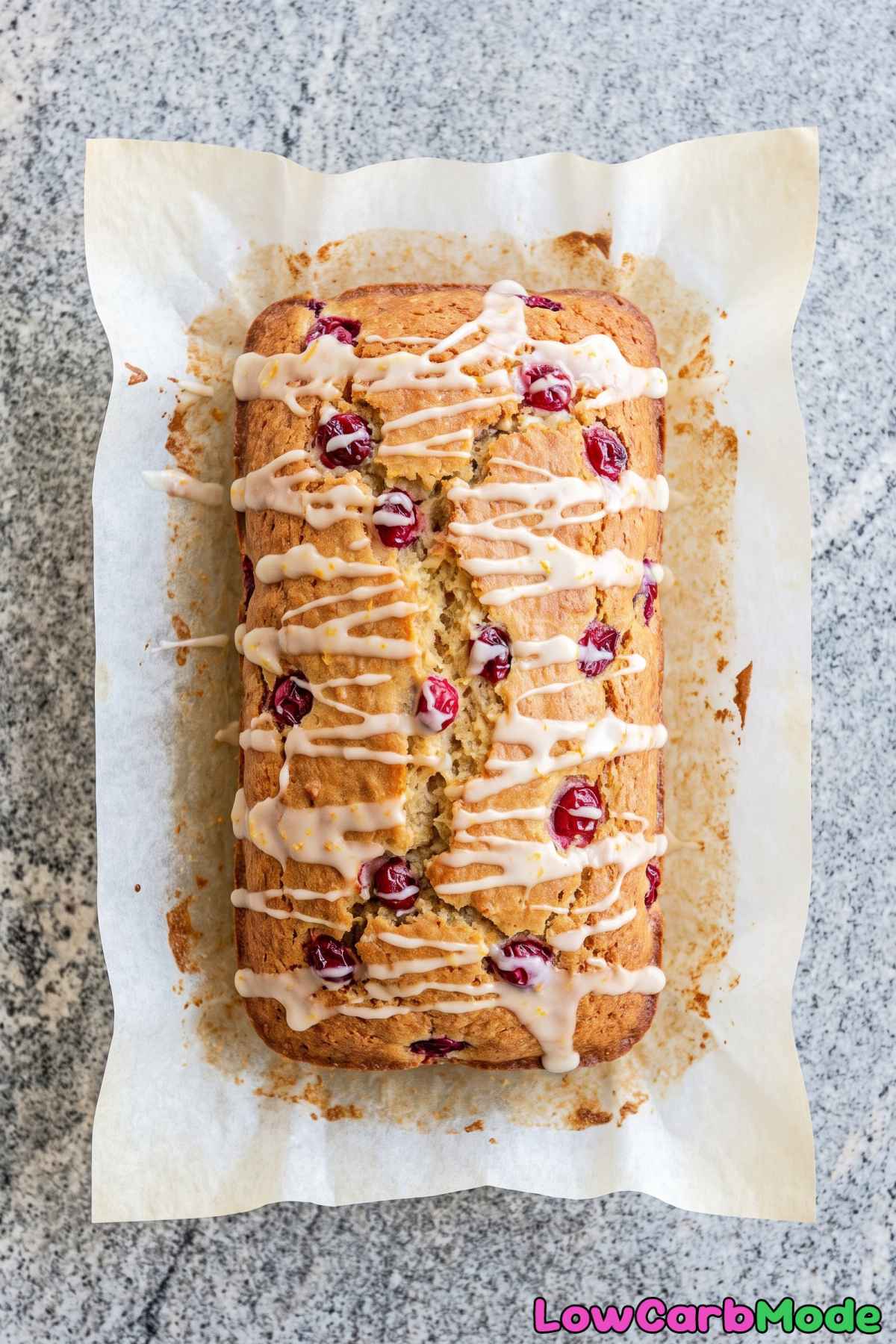 Homemade keto cranberry orange loaf