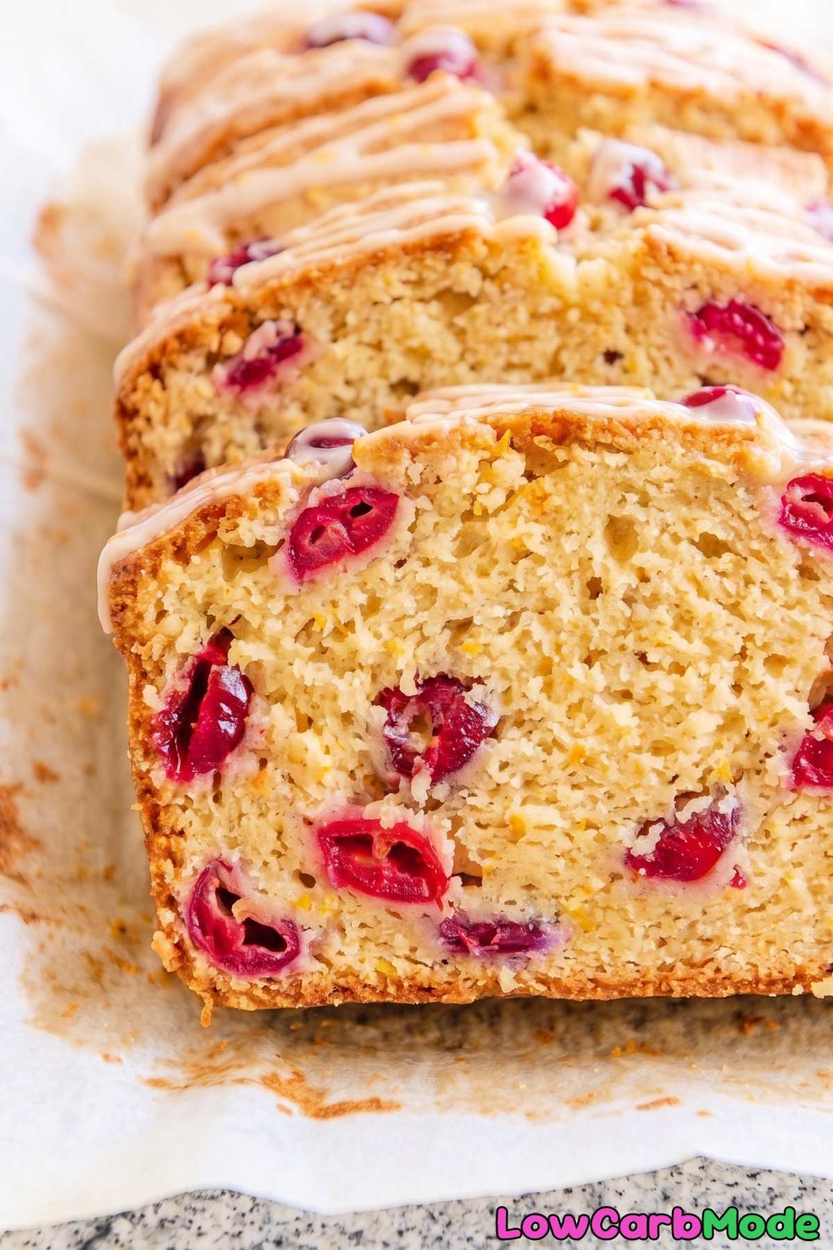 Zesty low carb cranberry orange bread