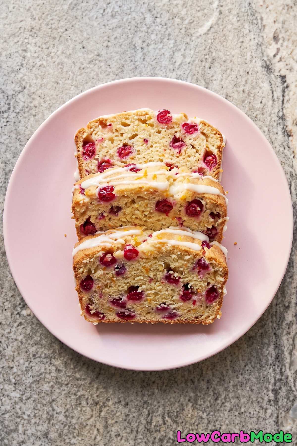 Sweet keto cranberry yogurt loaf