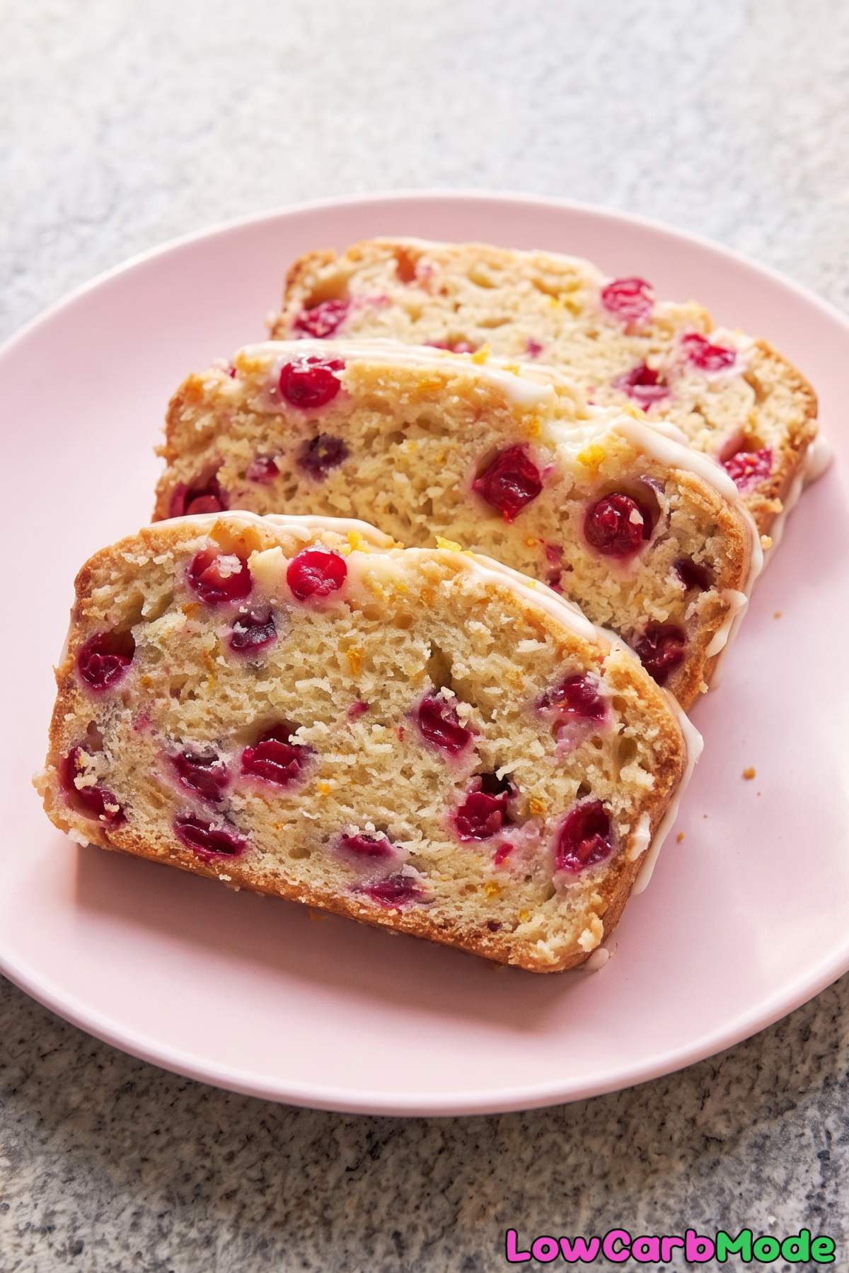 Moist cranberry yogurt loaf slice