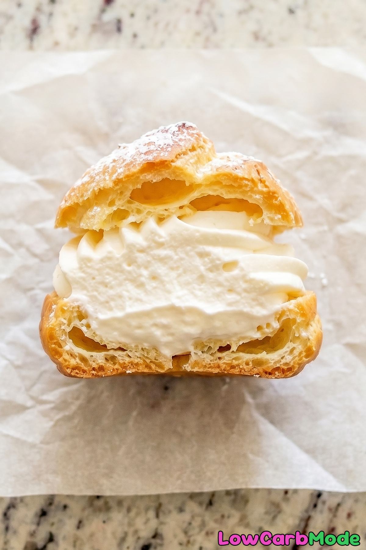 Crispy keto cream puffs with filling