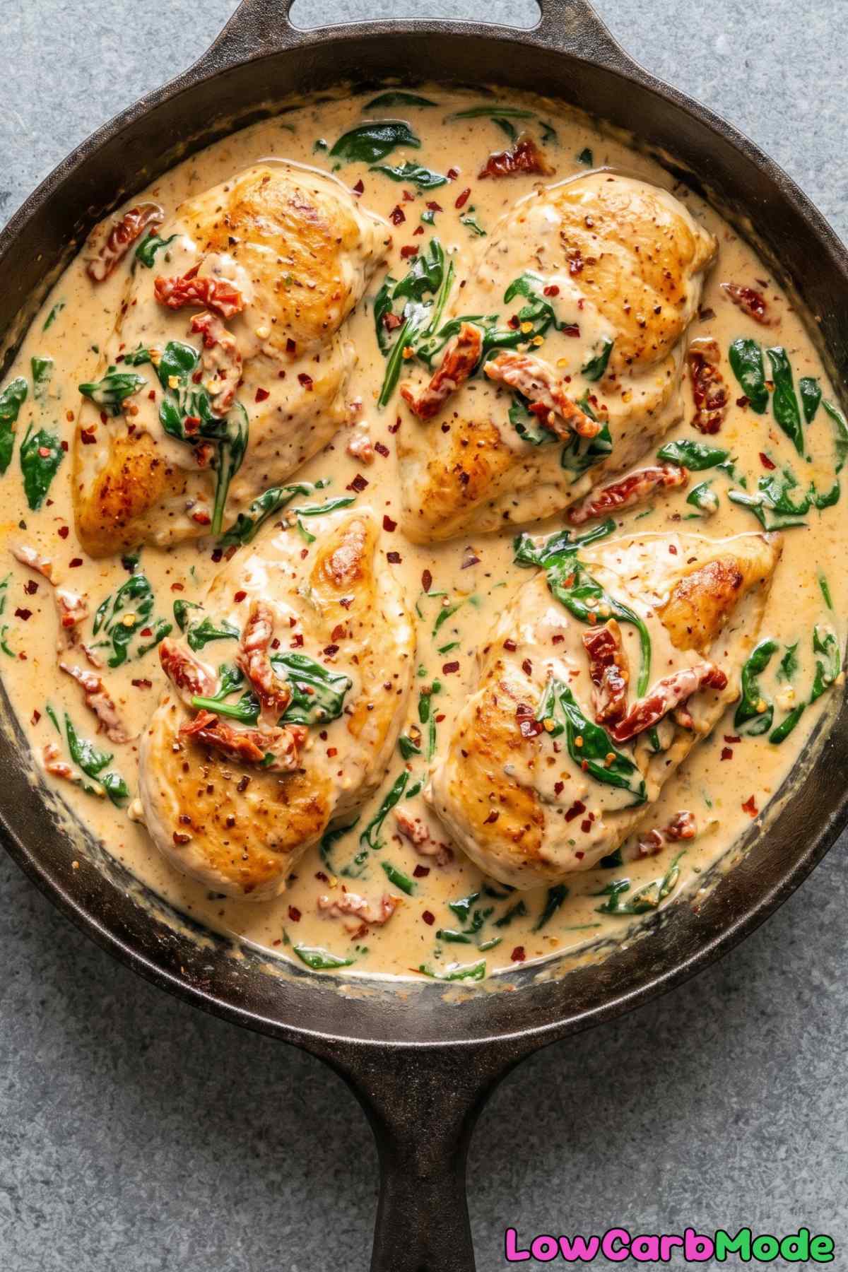 Flavorful keto Tuscan garlic chicken plated