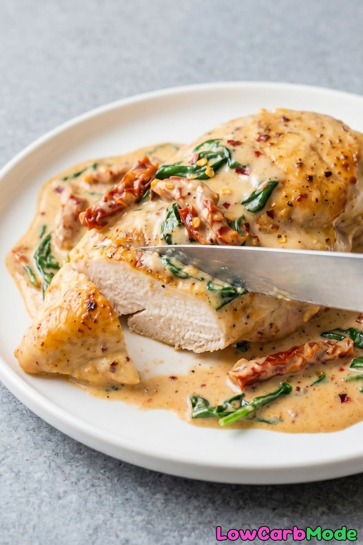 Comforting creamy garlic Tuscan chicken dish
