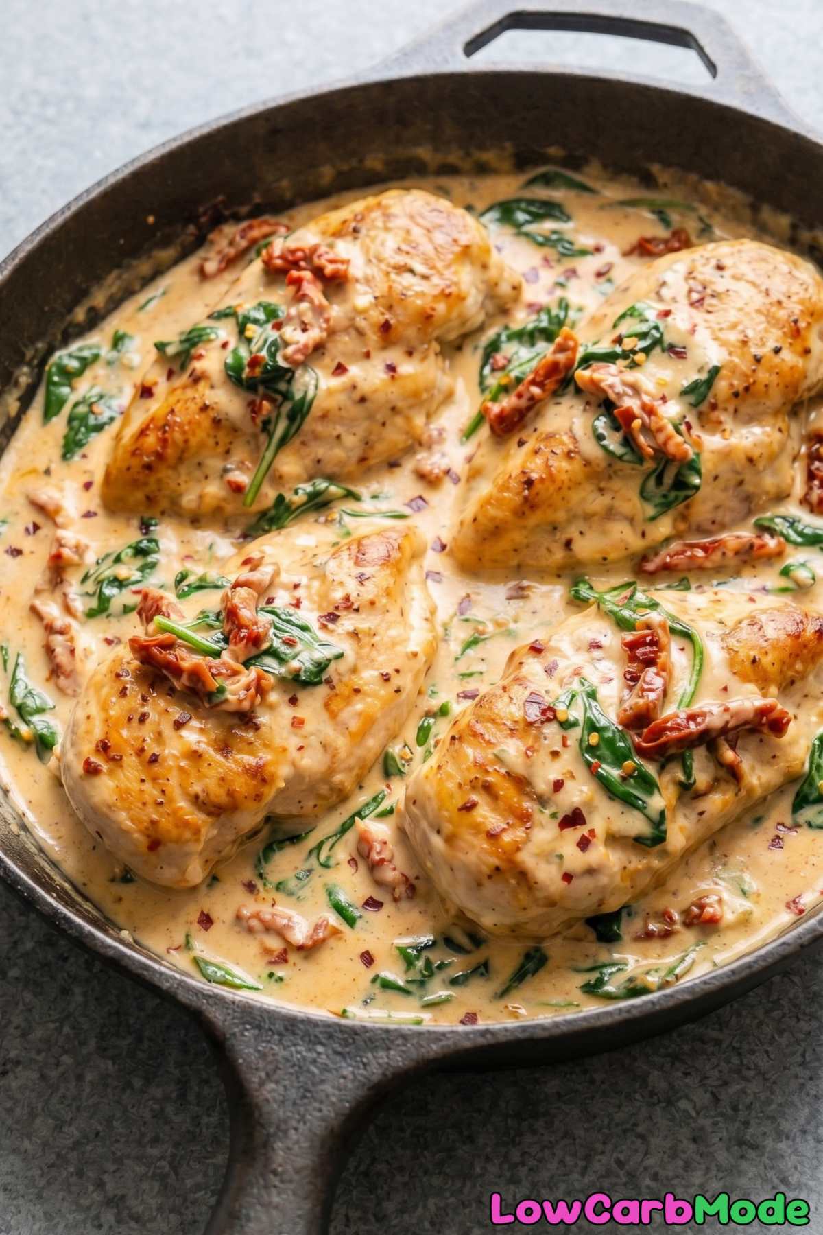 Creamy garlic Tuscan chicken on a plate