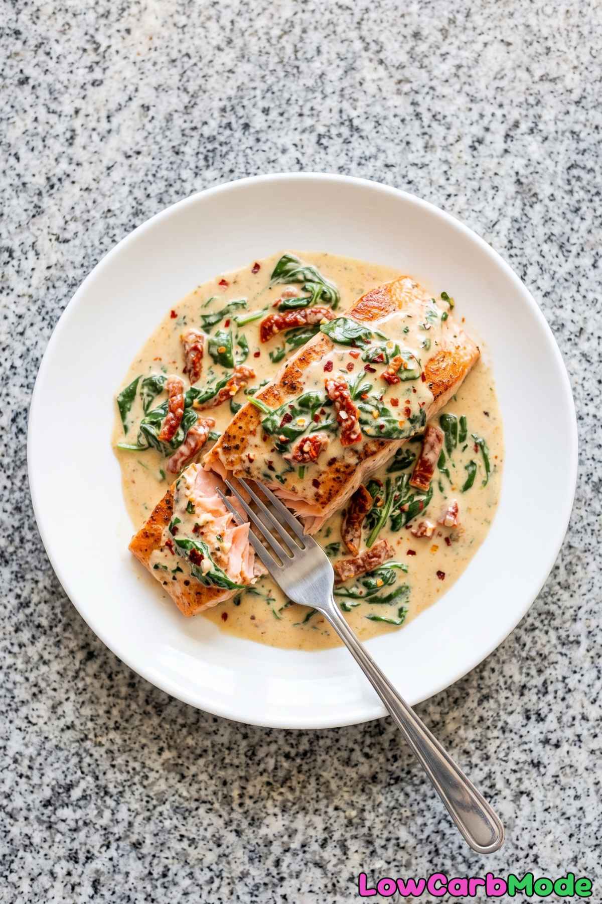Comforting creamy Tuscan salmon dish