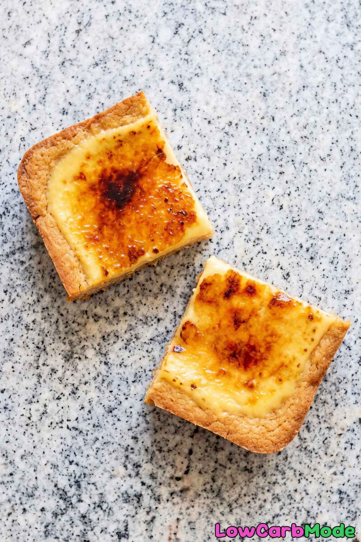 Fresh baked keto creme brulee blondie