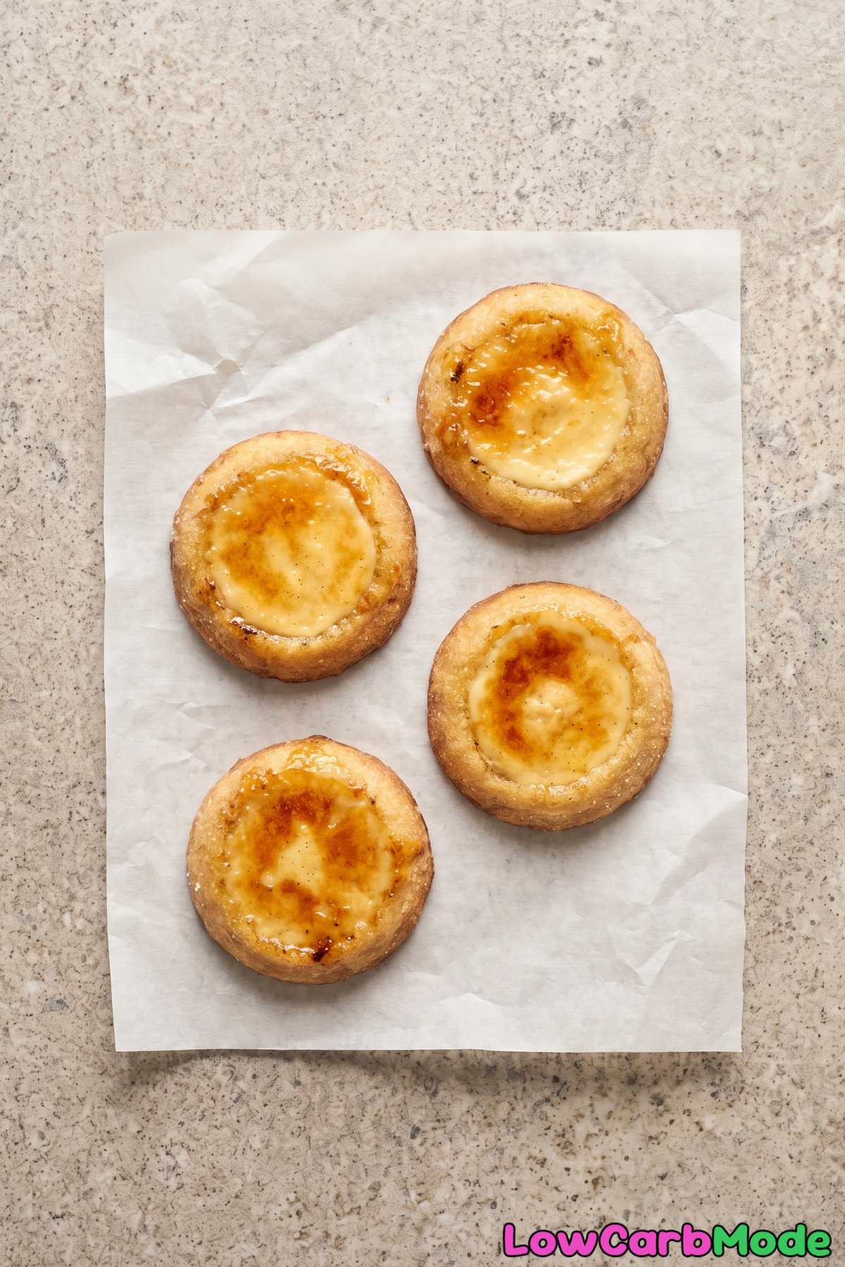 Keto creme brulee cookies on a plate